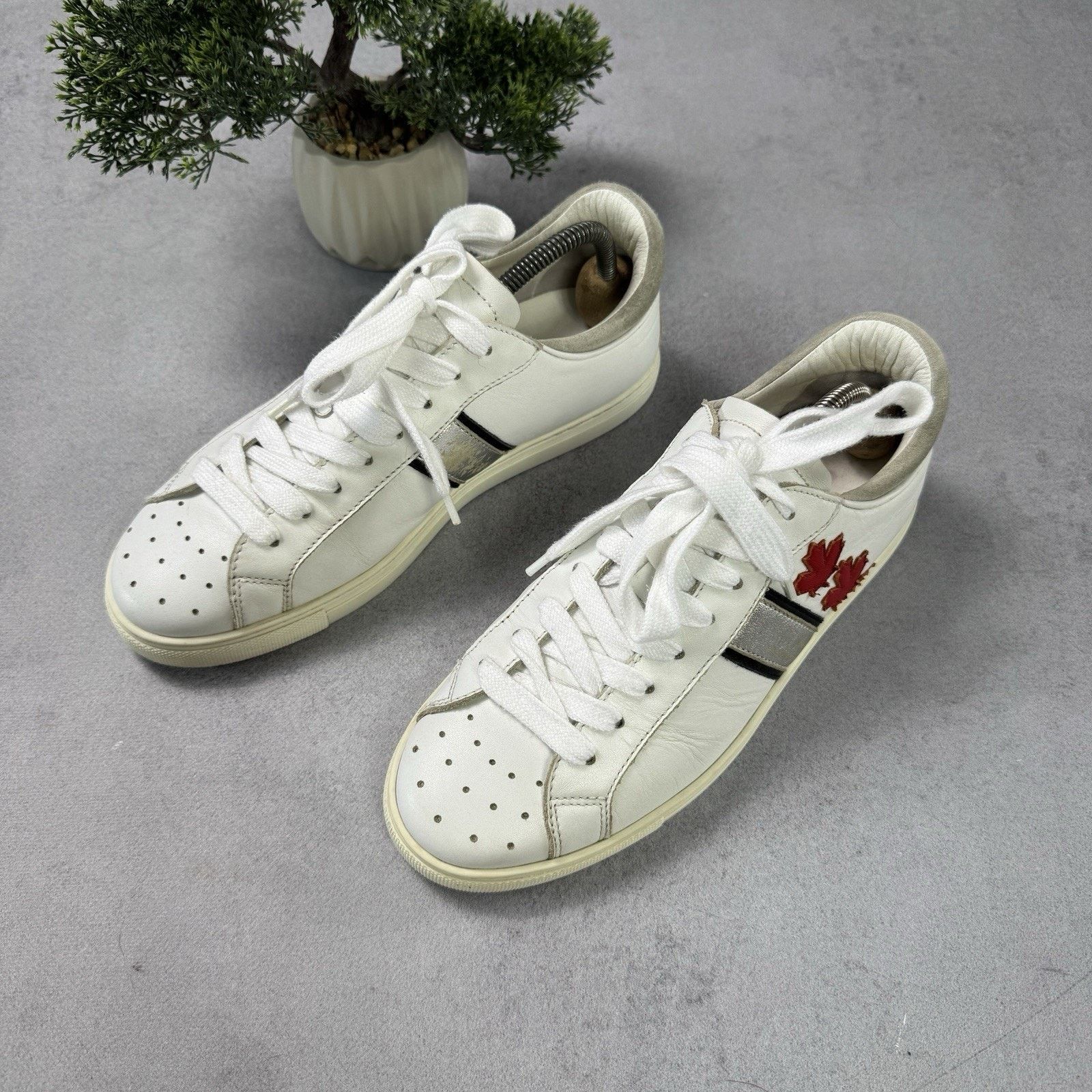 Dsquared2 Dsquared2 White Leather Low Top Sneakers Size 41 US 8 Men Size US 8 / EU 41 - 2 Thumbnail