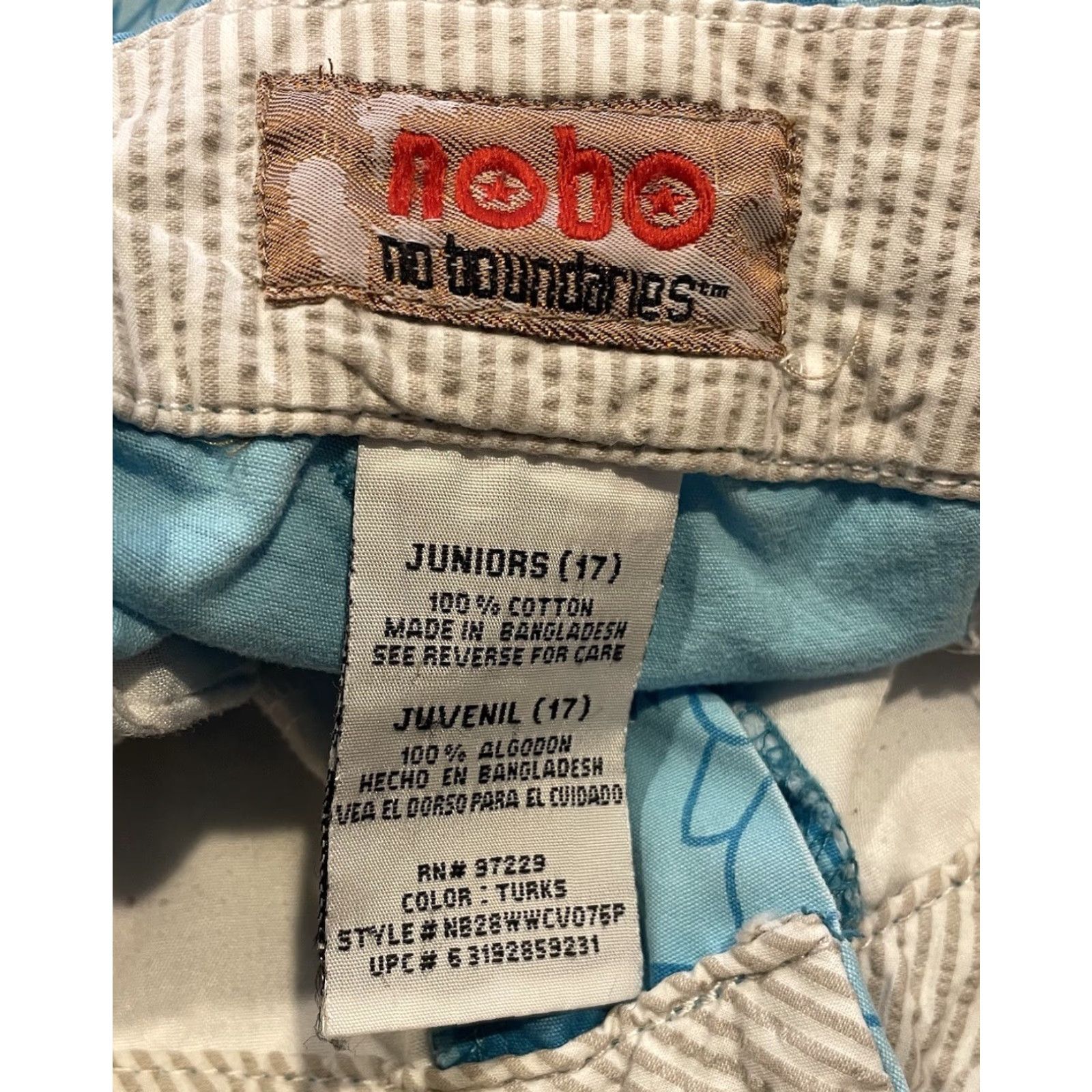 Vintage VINTAGE No Boundaries Floral Blue Cuffed Cotton Micro Mini Shorts 17 Juniors Women 2000s Retro Chino Size 38" / US 16 / IT 52 - 4 Thumbnail