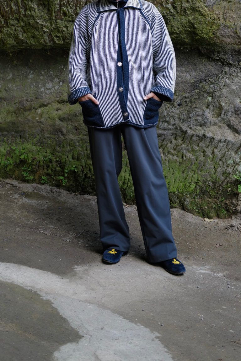 Niceness NICENESS K. Snafu Reversible Wool Knit Jacket Navy/White Size US L / EU 52-54 / 3 - 9 Thumbnail
