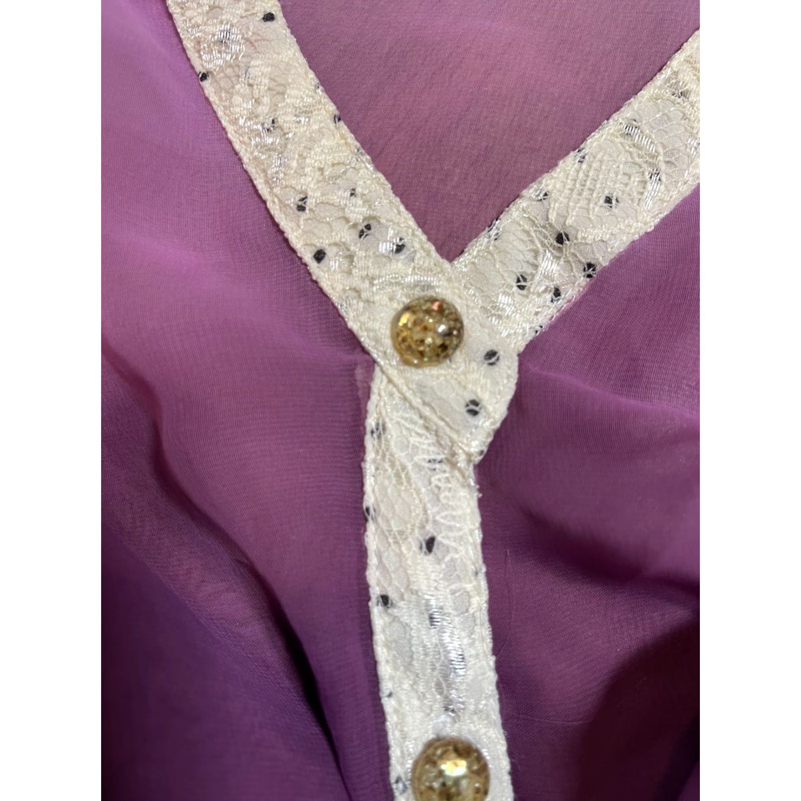 Vintage Gimmicks BKE Coverup Top Womens Medium M Purple Sleeveless Button-Up, Sheer, Casual, Regular Fit, Solid Size M / US 6-8 / IT 42-44 - 4 Thumbnail