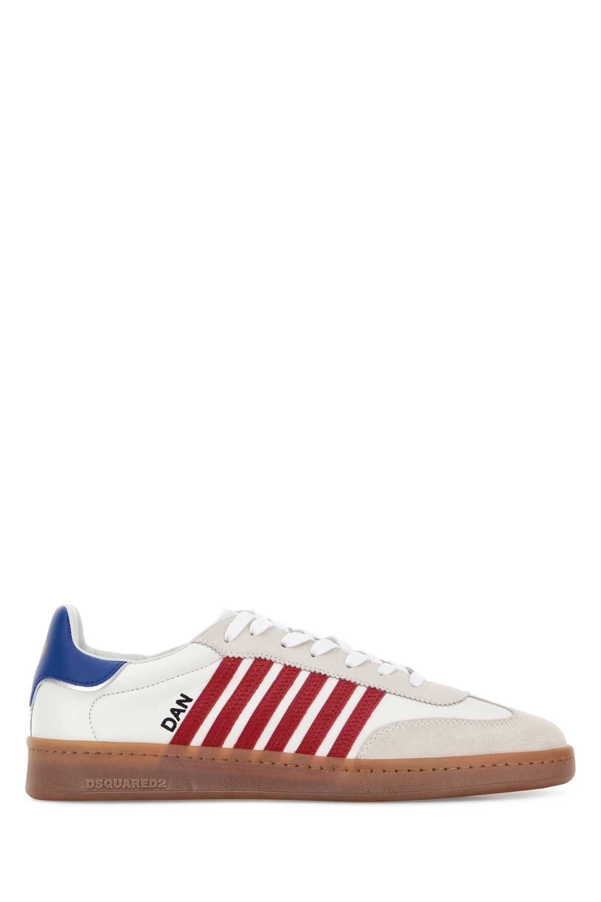 Dsquared2 White Leather Boxer Sneakers Size US 8 / EU 41 - 1 Thumbnail