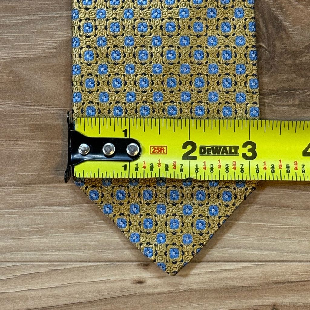 Brooks Brothers Brooks Brothers Gold Blue Medallion Silk Tie 3.25” USA Size 26 - 3 Thumbnail