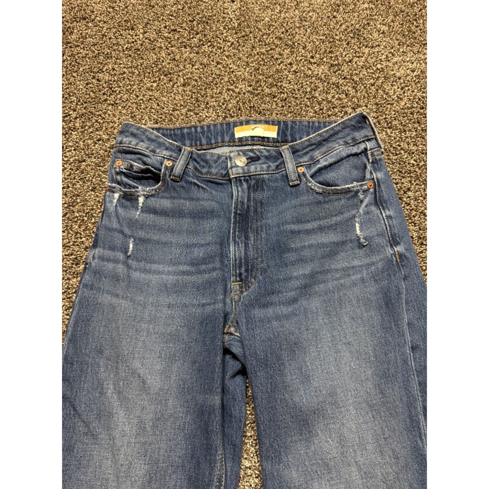 Denime Maurcies Jeans Women 8 Regular Denim Blue 29X30 Mid Distress Straight 5-Pocket Pants Size 30" / US 8 / IT 44 - 2 Thumbnail