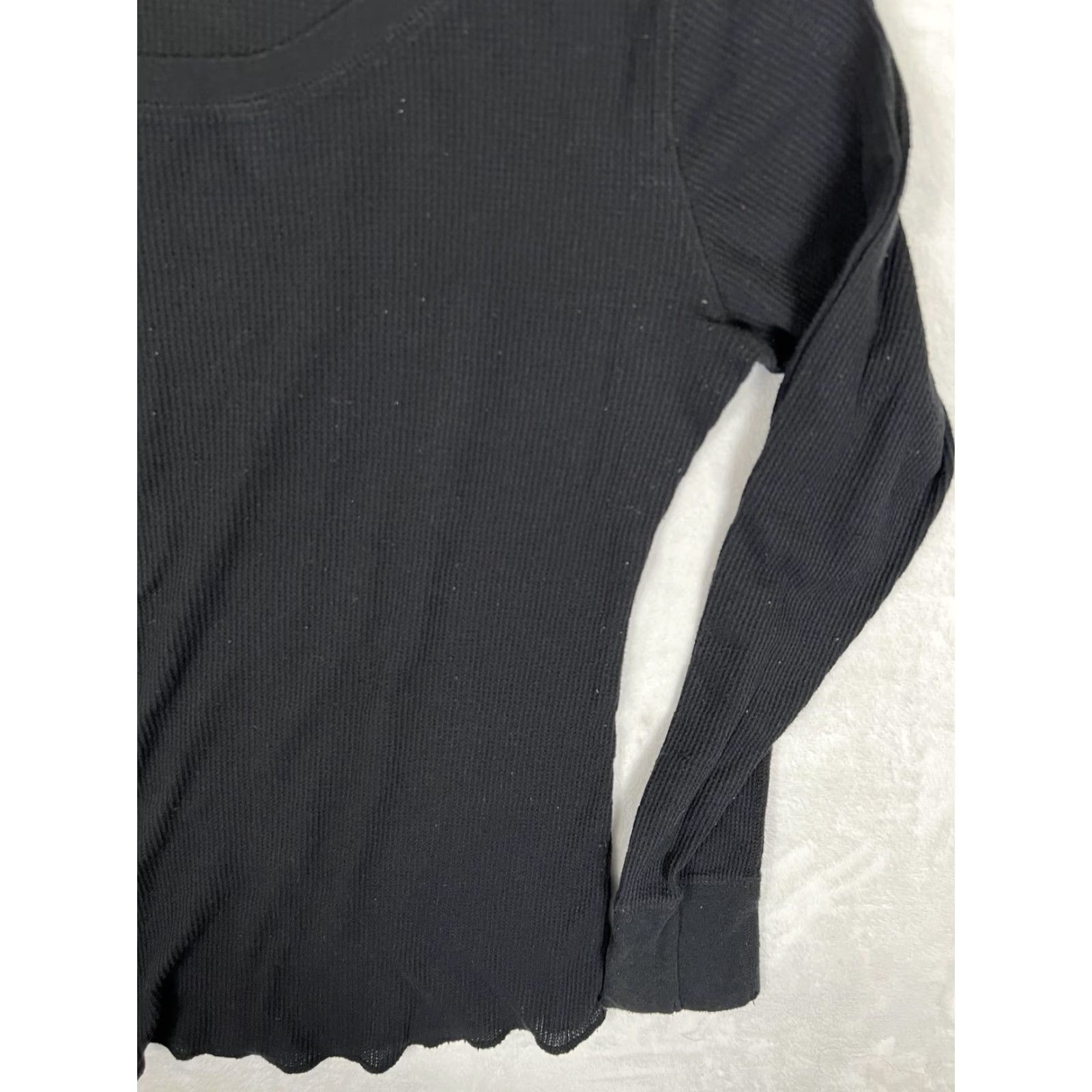 Mossimo Mossimo Supply Co. Shirt Womens XL Black Waffle Knit Long Sleeve Top Thermal Y2K Size XL / US 12-14 / IT 48-50 - 6 Thumbnail