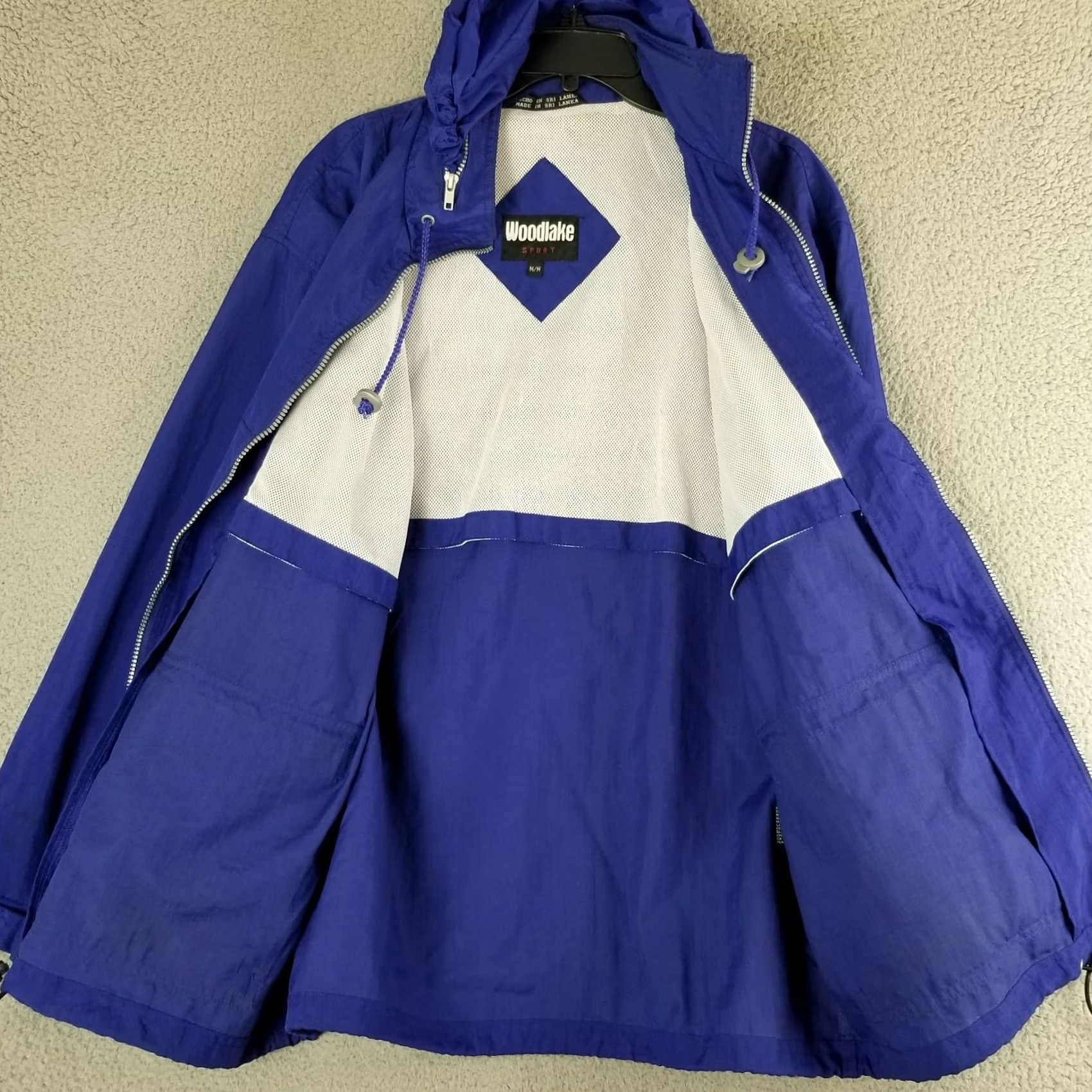 Vintage Woodlake Sport Jacket Windbreaker Nylon Blue M Adult Medium Zip Hood Adjustable Waist Toggle Windbreaker Mens Regular Jacket Outdoor Sport Size US M / EU 48-50 / 2 - 6 Thumbnail