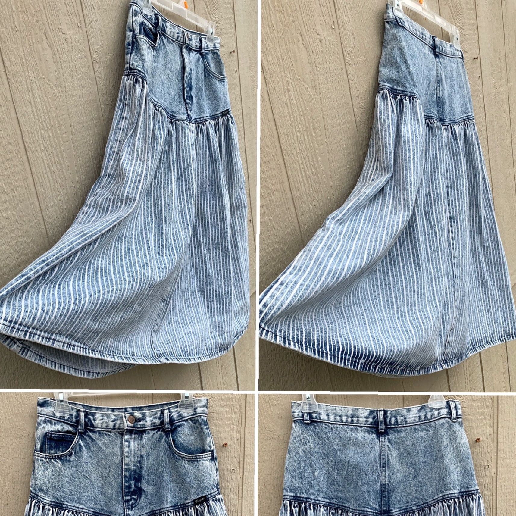 Bugatti VINTAGE Bugatti High Waist Denim Skirt Acid Wash Striped 1980s 28” Waist Blues New Wave Denim Skirt Women? Size 28" / US 6 / IT 42 - 3 Thumbnail