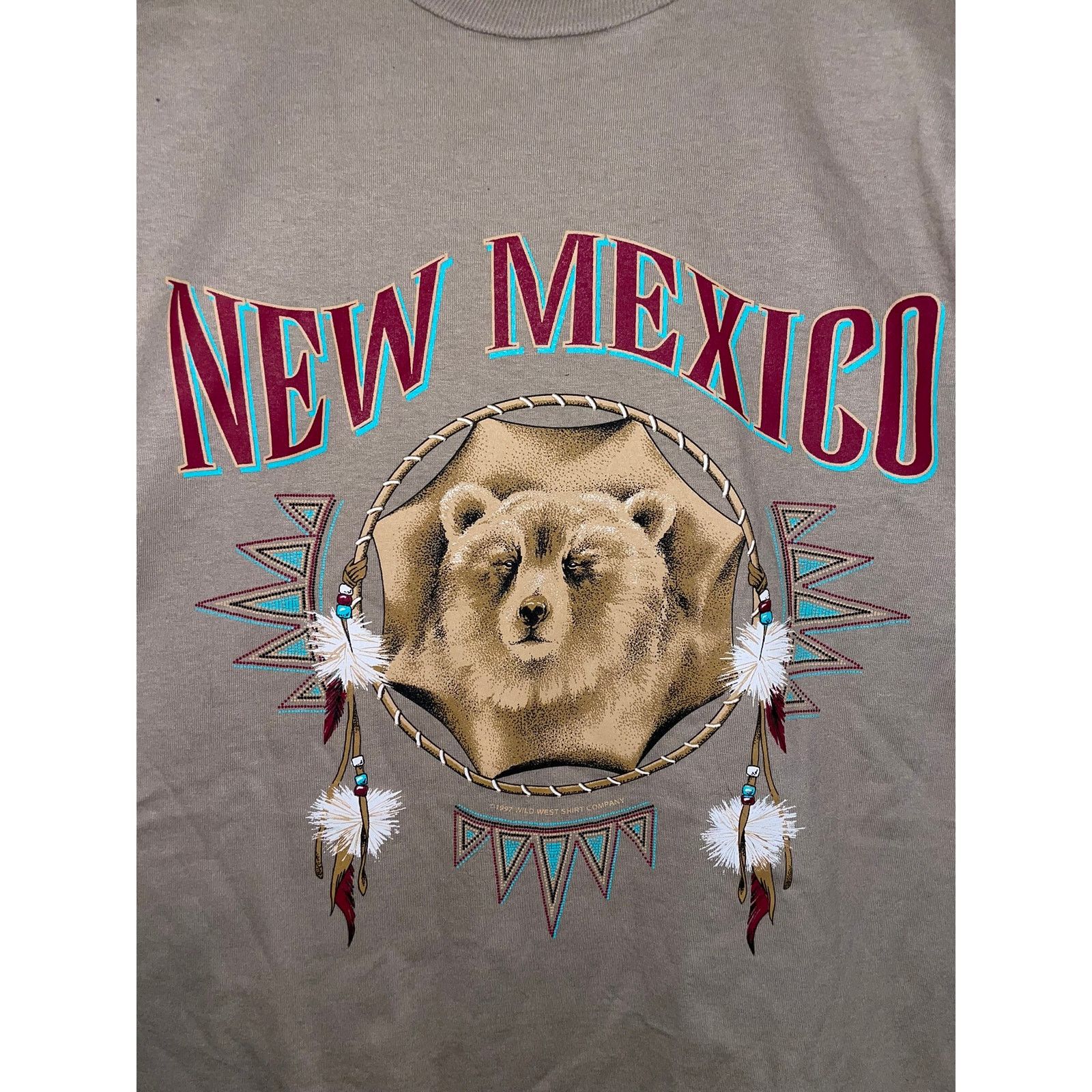 Jerzees Vintage Bear Shirt New Mexico Native American Brown Tee 90s Size US L / EU 52-54 / 3 - 5 Thumbnail