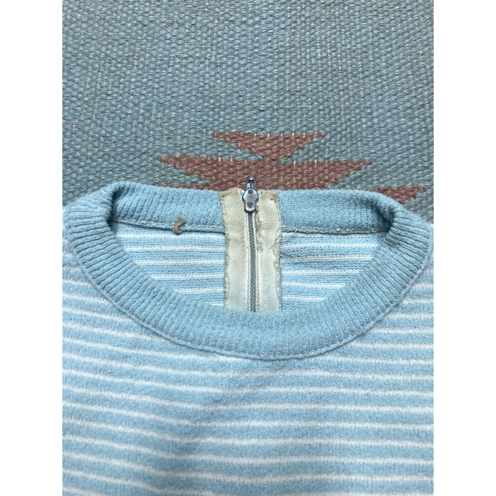 Vintage VINTAGE 60s 70s short sleeve t shirt striped textured blue women’s large Size L / US 10 / IT 46 - 5 Thumbnail