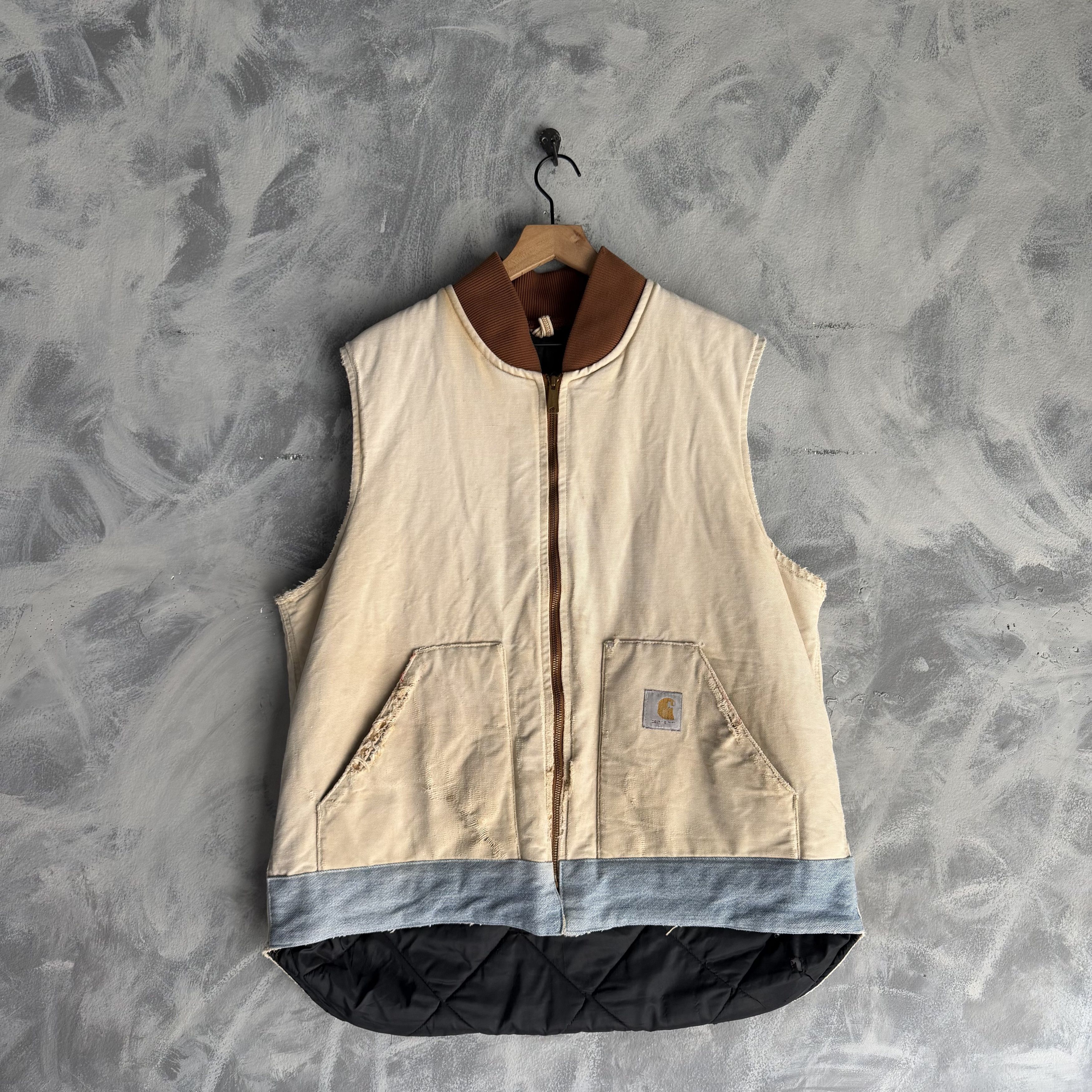 Carhartt Vtg Carhartt Vest Mens Thrashed Distressed Faded Destroyed Size US XL / EU 56 / 4 - 1 Thumbnail