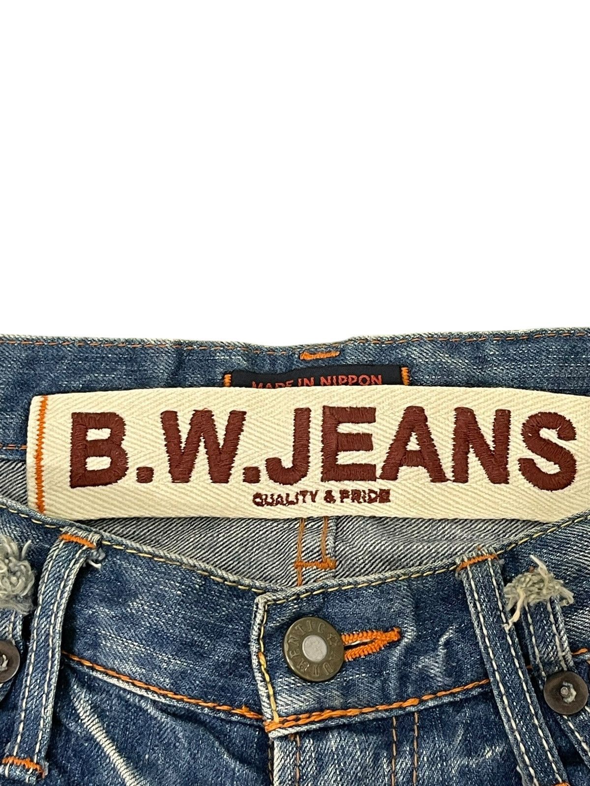 Japanese Brand Flare Jeans Blue Way Faded Distress Low Rise Boot Cut 1🟦2 Size US 32 / EU 48 - 9 Thumbnail