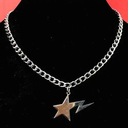 Handmade Handmade Star bolt lightning Cuban Chain Necklace Choker Size ONE SIZE - 3 Thumbnail