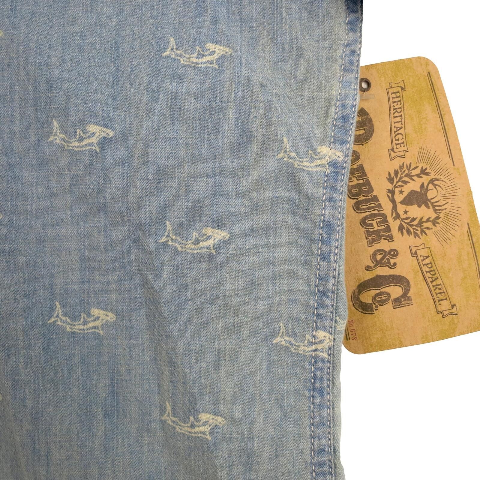 Other Roebuck & Co Mens XL Light Blue S/S Hammer Head Shark Shirt Size US XL / EU 56 / 4 - 5 Thumbnail