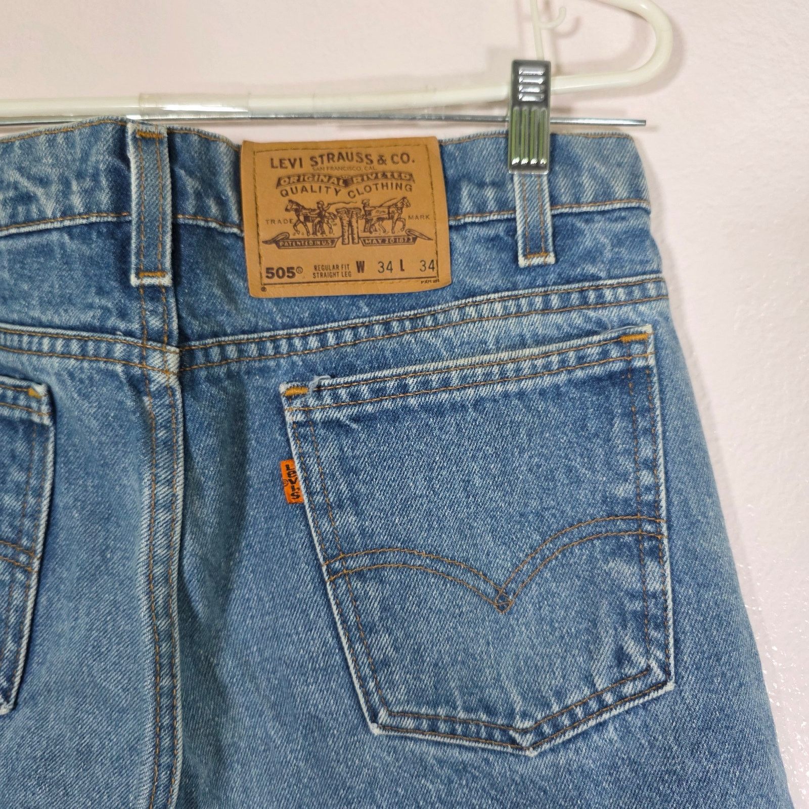 Levi's Levi’s 505 Regular Fit Straight Leg Jeans Men 34x34 Wash USA Size US 34 / EU 50 - 5 Thumbnail