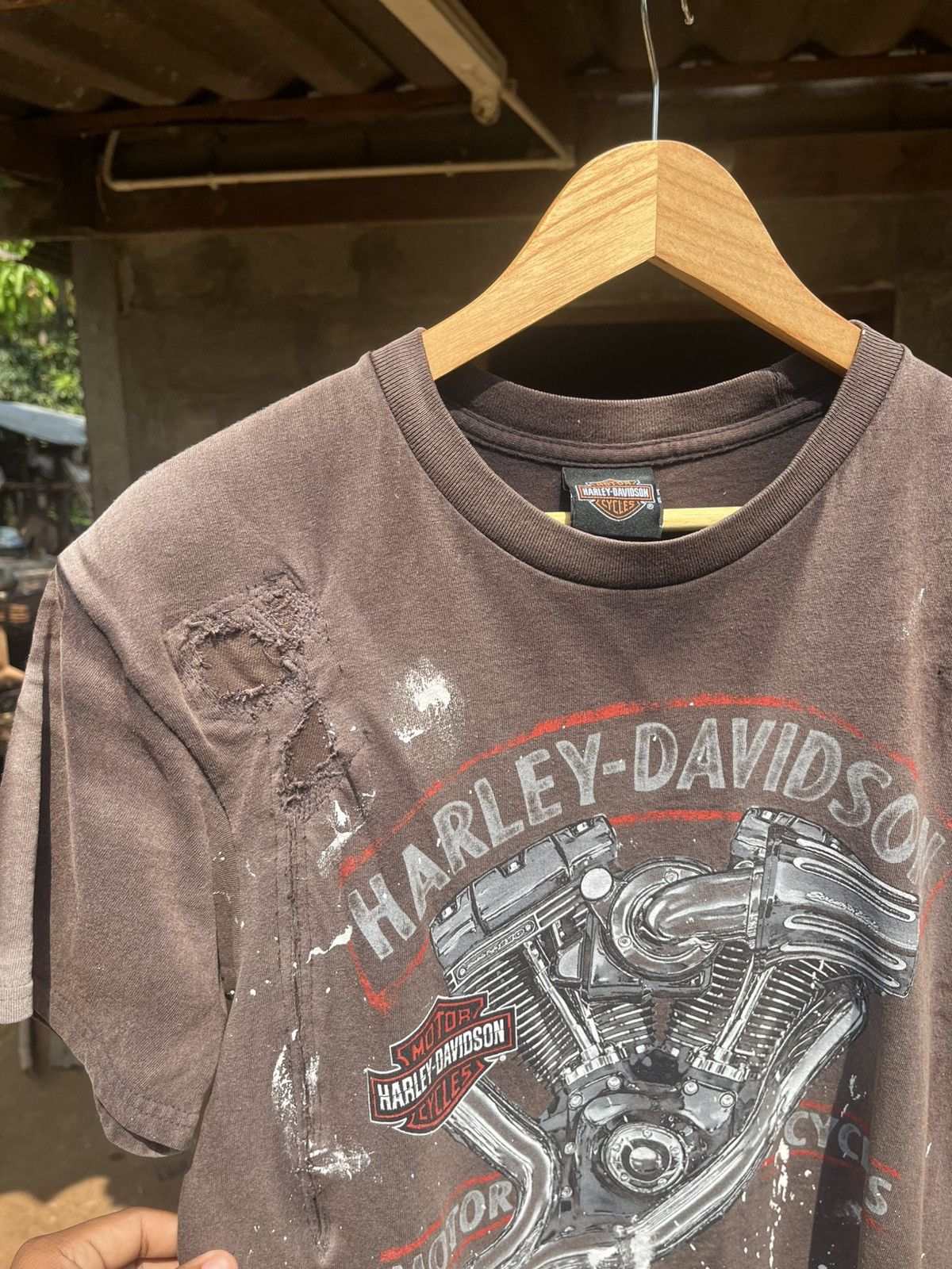 Vintage Thrashed faded H-D Distressed Band Tee Size US M / EU 48-50 / 2 - 2 Thumbnail