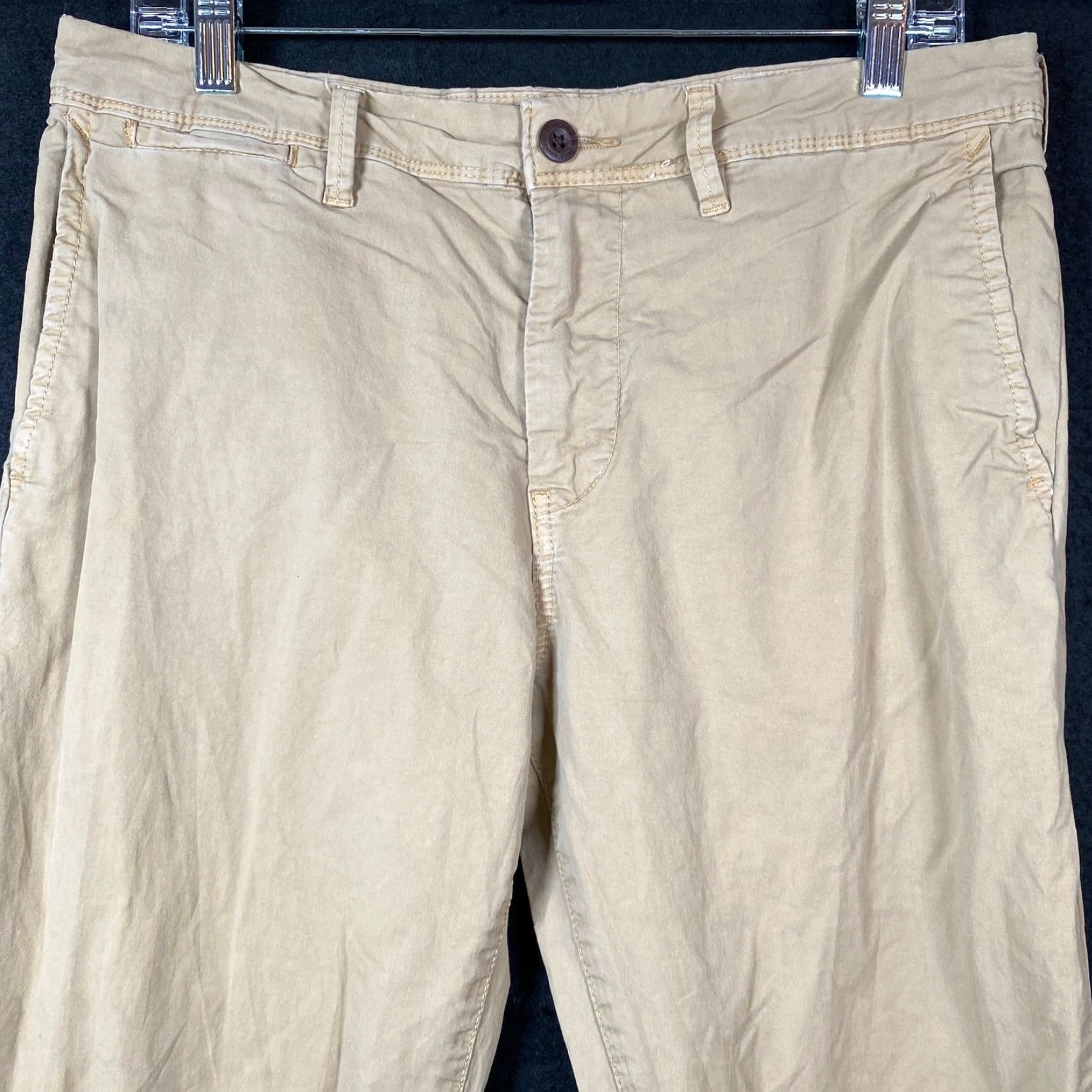 Rag & Bone American Eagle Khakis Mens Cotton Straight Leg Casual Workwear 32x32 Tan Solid Retro 90s Dadcore Mens Size US 33 - 2 Thumbnail