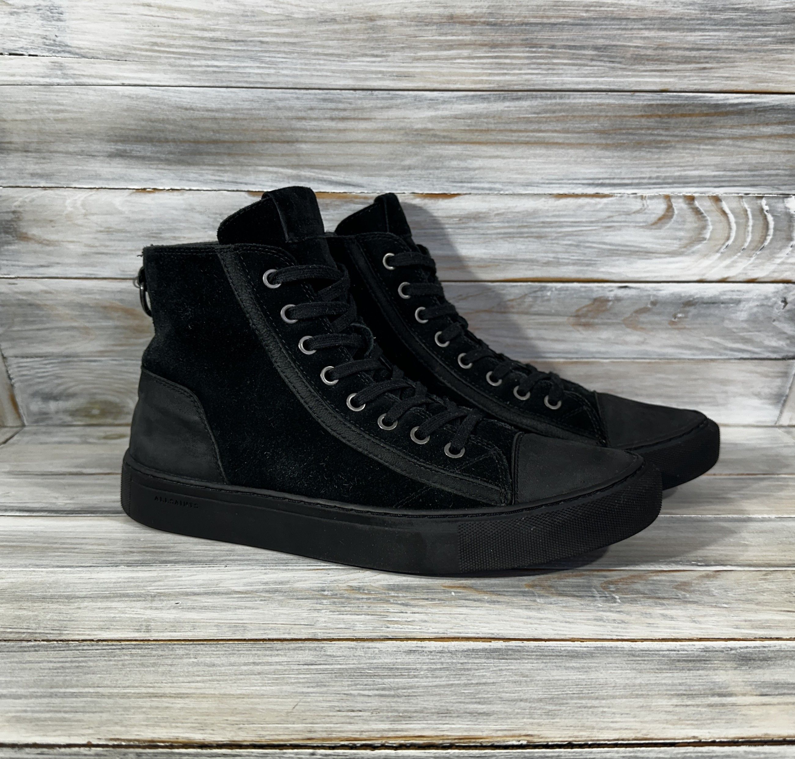 Allsaints All Saints Suede Hi Top Sneakers Casual Shoes Luxury Brand in Black, Men's (Size 8)