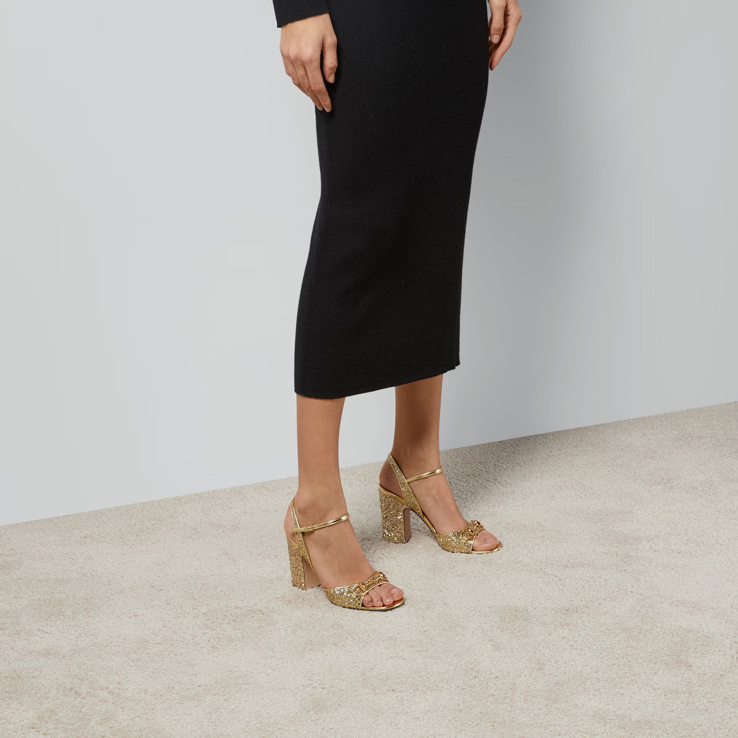 Gucci o1s1wg110125 Mid-Heel Sandals With Horsebit in Gold Size US 4.5 / IT 34.5 - 6 Thumbnail