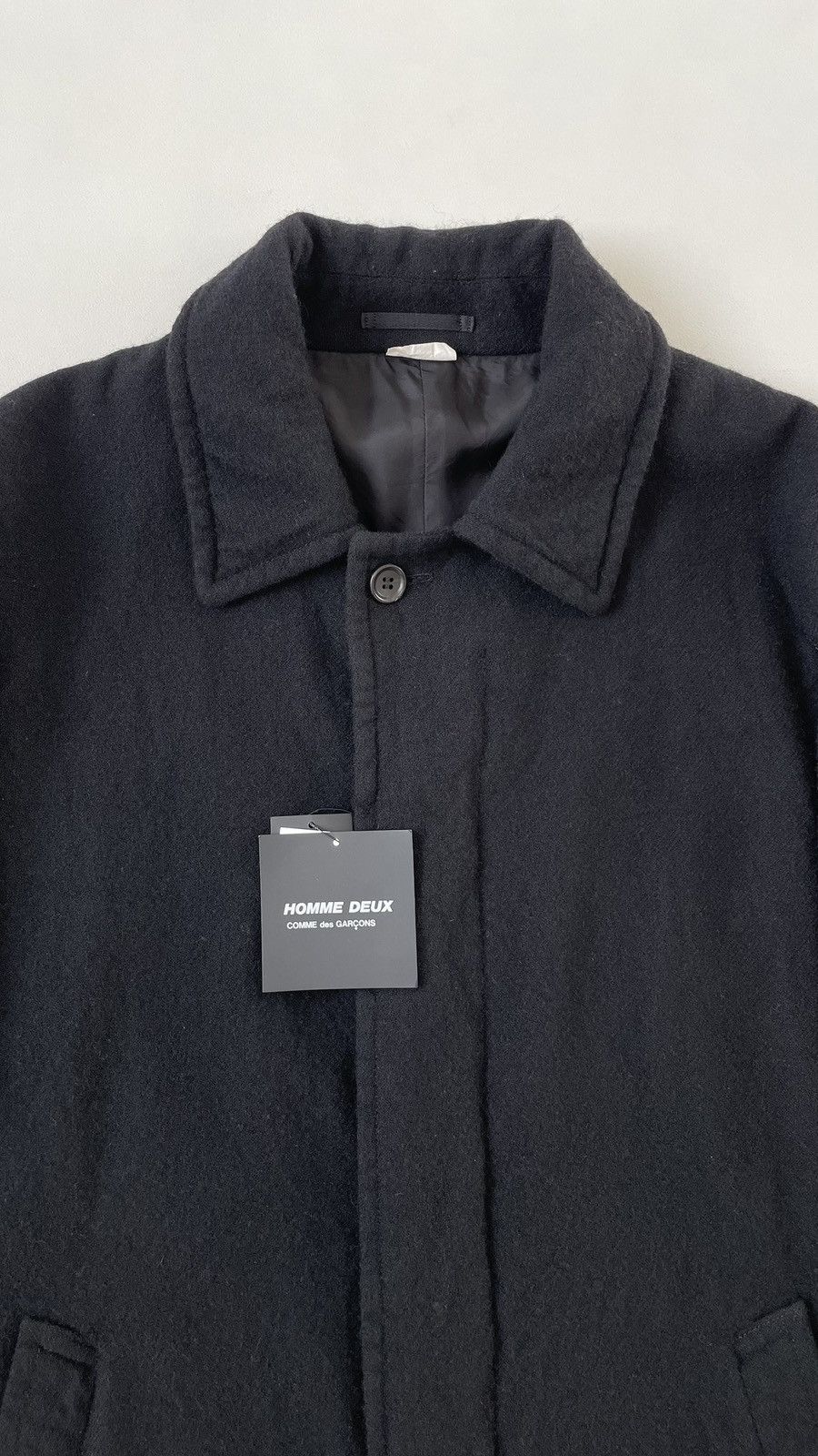 Comme des Garcons Homme Deux A/W 19 Black Brushed Wool Overcoat Size US L / EU 52-54 / 3 - 4 Thumbnail