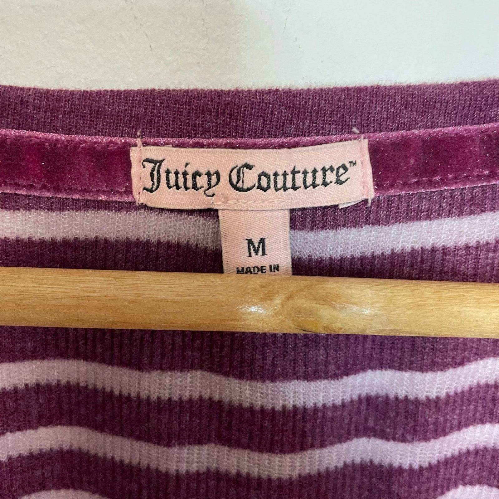 Juicy Couture Juicy Couture Purple Henley M Striped Scoop Neck Knit Y2K Size M / US 6-8 / IT 42-44 - 5 Thumbnail