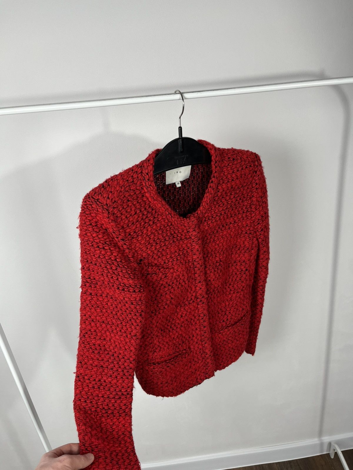 Iro IRO Red Knit Jacket Womens Size 38 Textured Wool Blend Size S / US 4 / IT 40 - 13 Thumbnail