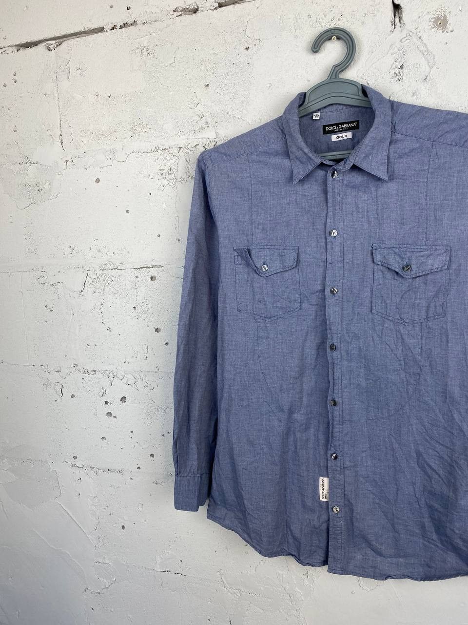 Designer × Dolce & Gabbana Dolce&Gabbana Luxury Jeans Pocket Blue Shirt Size US M / EU 48-50 / 2 - 1 Thumbnail