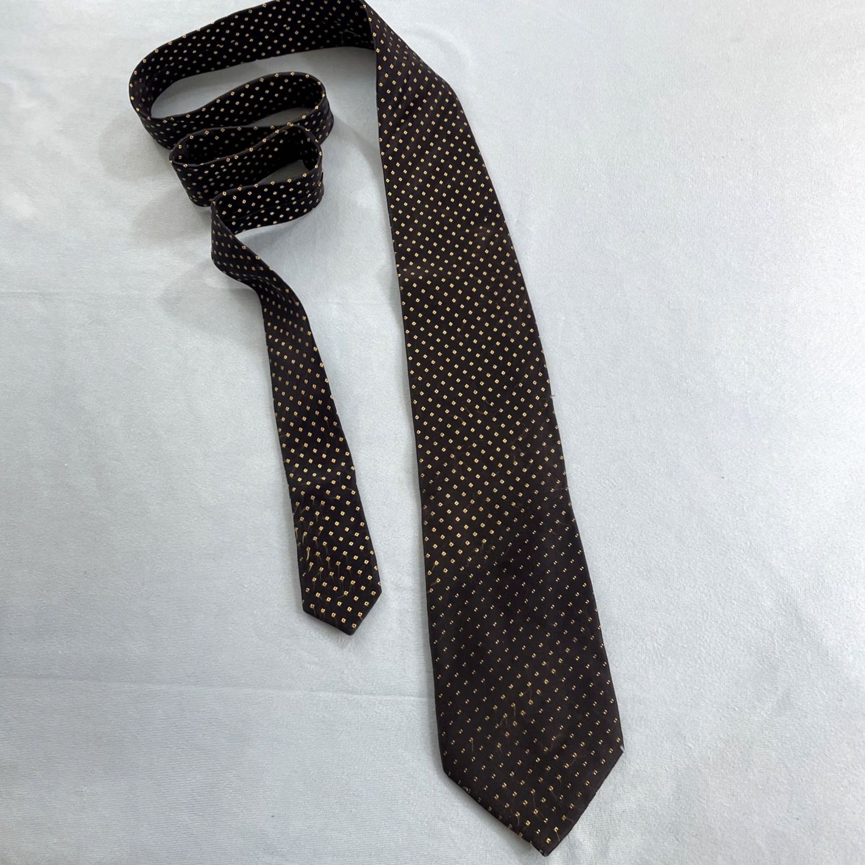 Canali VINTAGE Canali Designer Italy Luxury Silk Necktie Black Yellow Dot Read Mens Tie 57-60 Classic Silk Fade Old Money Size ONE SIZE - 4 Thumbnail