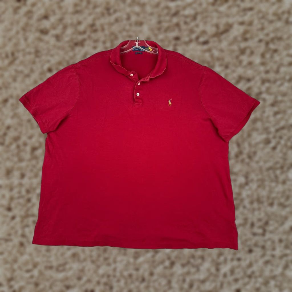 Ralph Lauren VINTAGE Polo Ralph Lauren Polo Shirt Men 2XL Red Short Sleeve Cotton Classic Fit Size US XXL / EU 58 / 5 - 1 Thumbnail