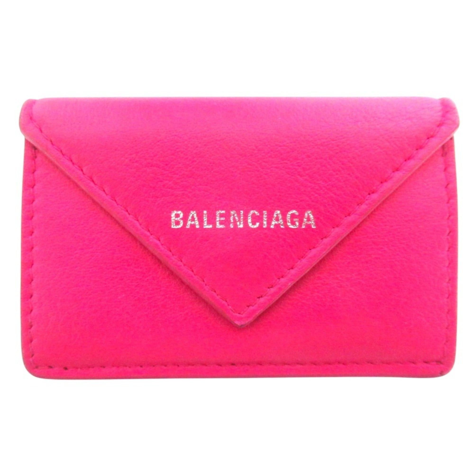 Balenciaga BALENCIAGA Paper Mini Wallet Compact Tri-fold 391446 Pink Men's Women's Size ONE SIZE - 1 Thumbnail