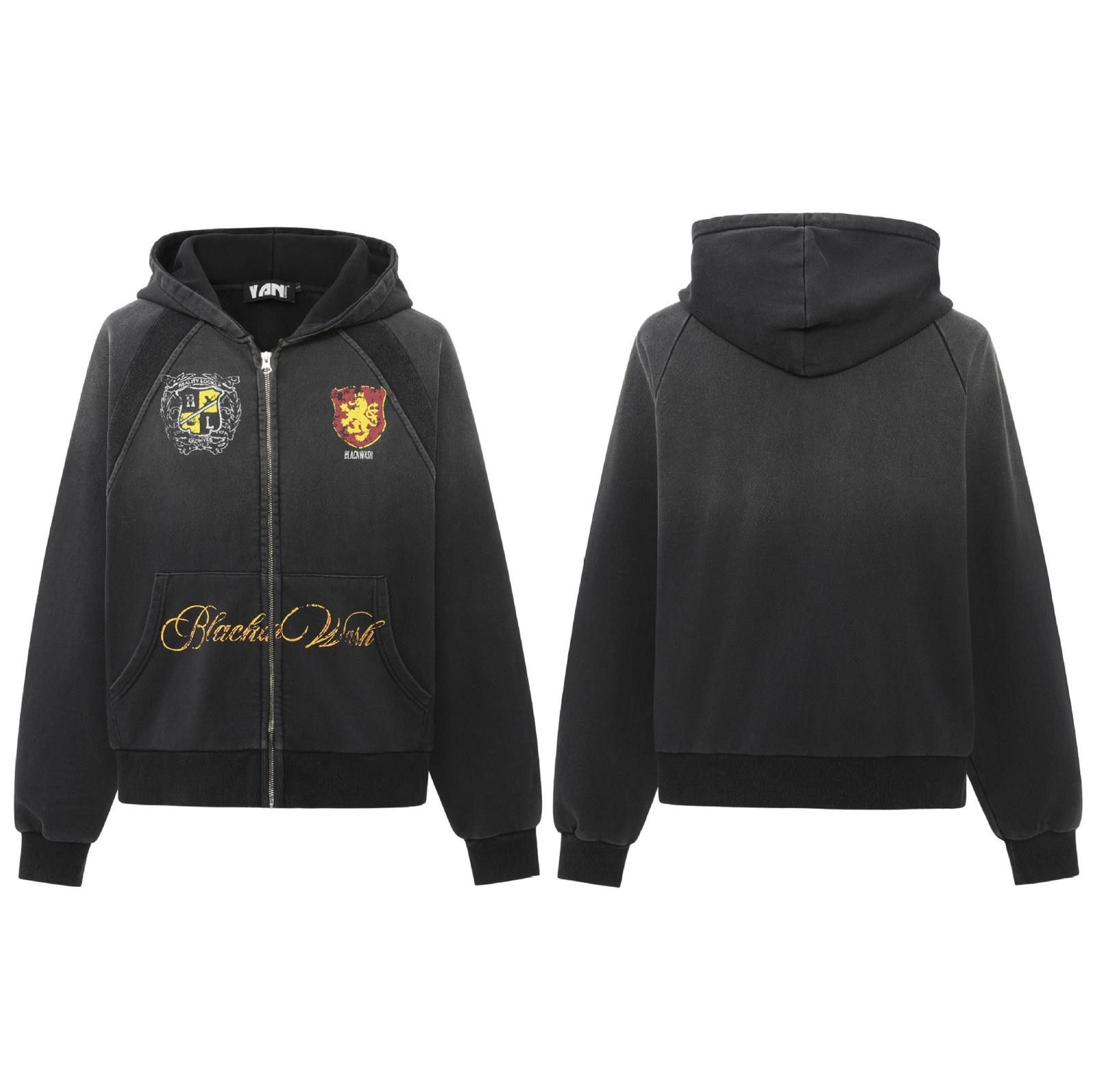Japanese Brand Black Zip-Up Hoodie with Embroidered Crest and Script Size US M / EU 48-50 / 2 - 5 Thumbnail