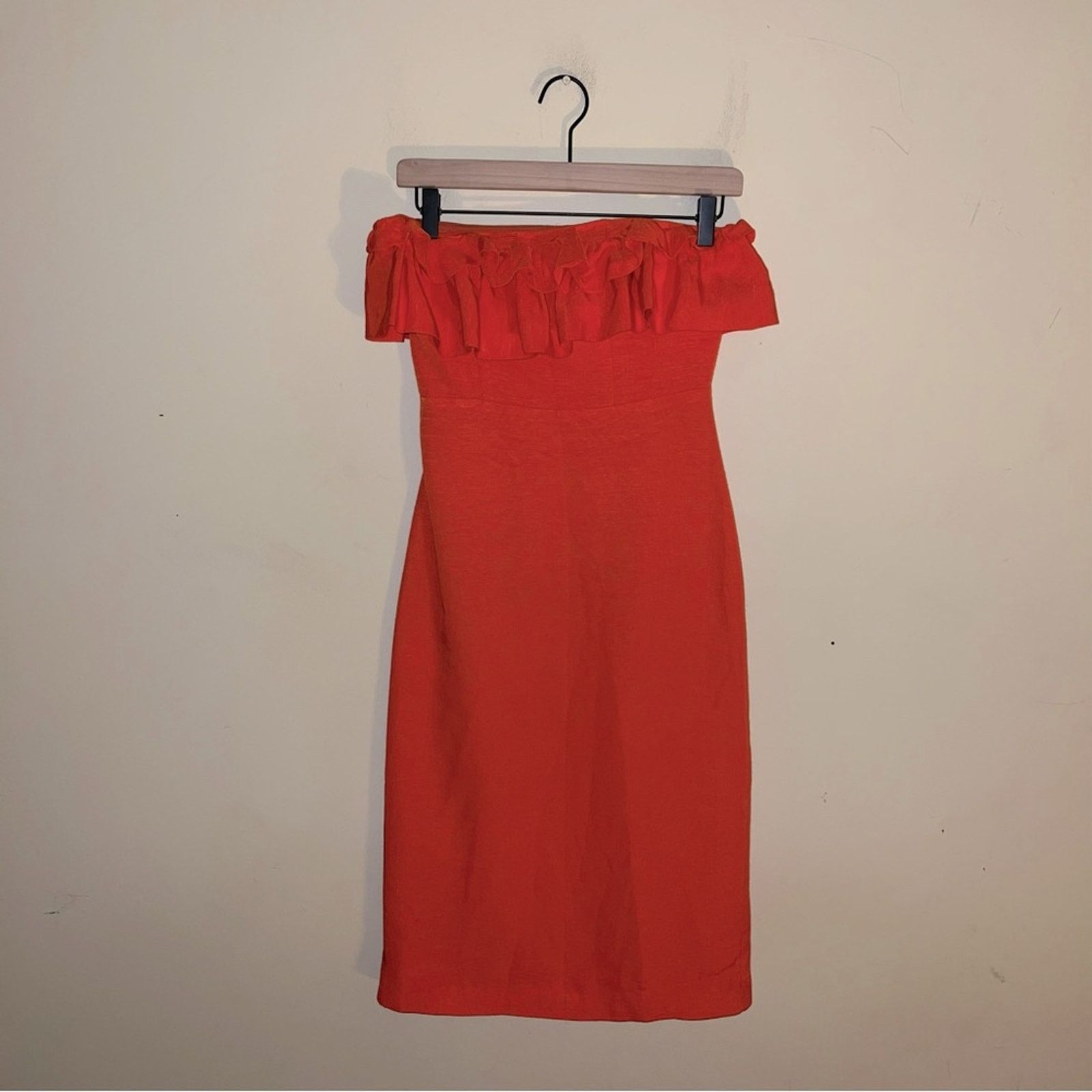 Monique Lhuillier ML MONIQUE LHULLIER Ruffled Faille Strapless Midi Dress 2 Size XS / US 0-2 / IT 36-38 - 3 Thumbnail