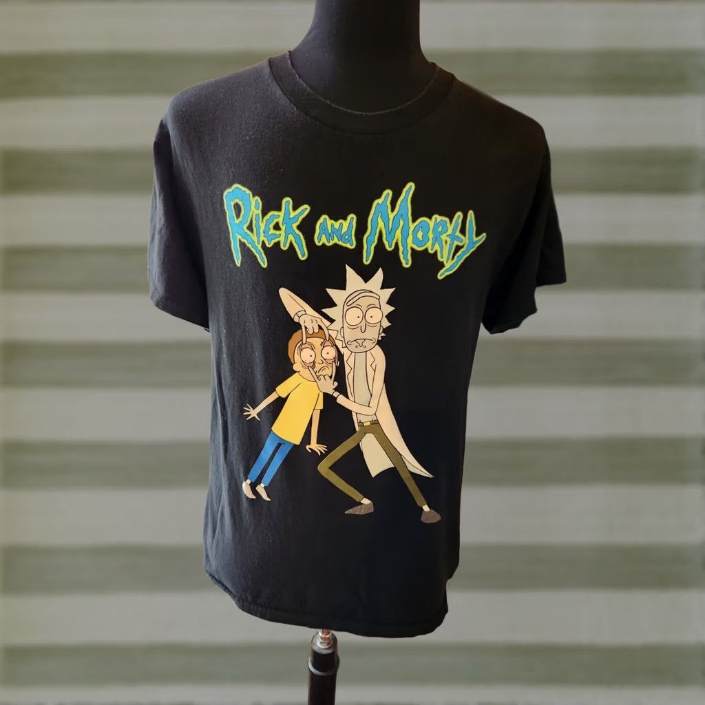 Ripple Junction Rick & Morty Big Eyes Mens Large Black Cotton Graphic Tee Size US L / EU 52-54 / 3 - 1 Thumbnail