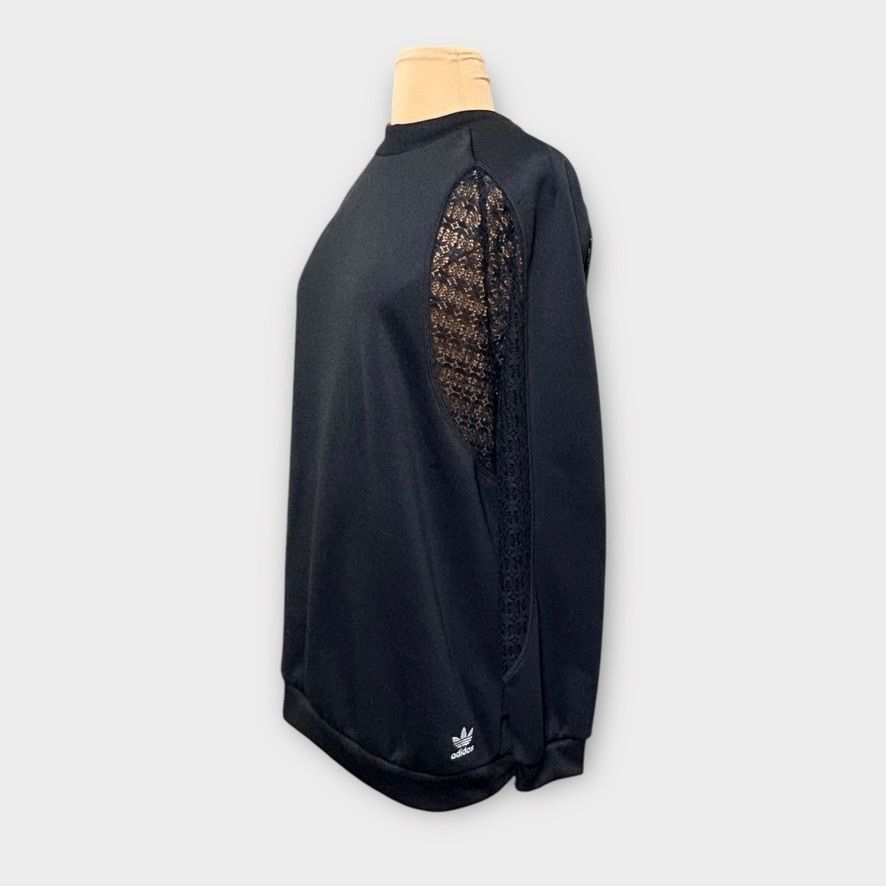 Adidas NEW Lace Oversized Pullover Adidas S Black Sheer Athleisure Size S / US 4 / IT 40 - 3 Thumbnail