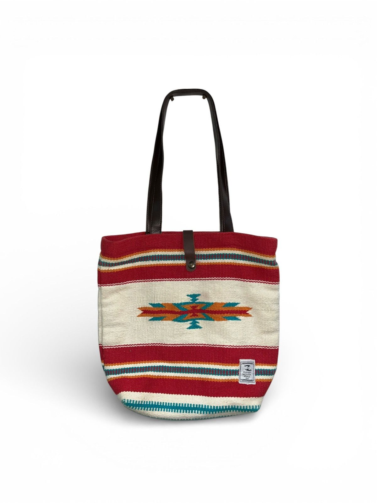 Japanese Brand Amina Collection Hand Woven Rug Southwestern Tote Bag Size ONE SIZE - 4 Thumbnail