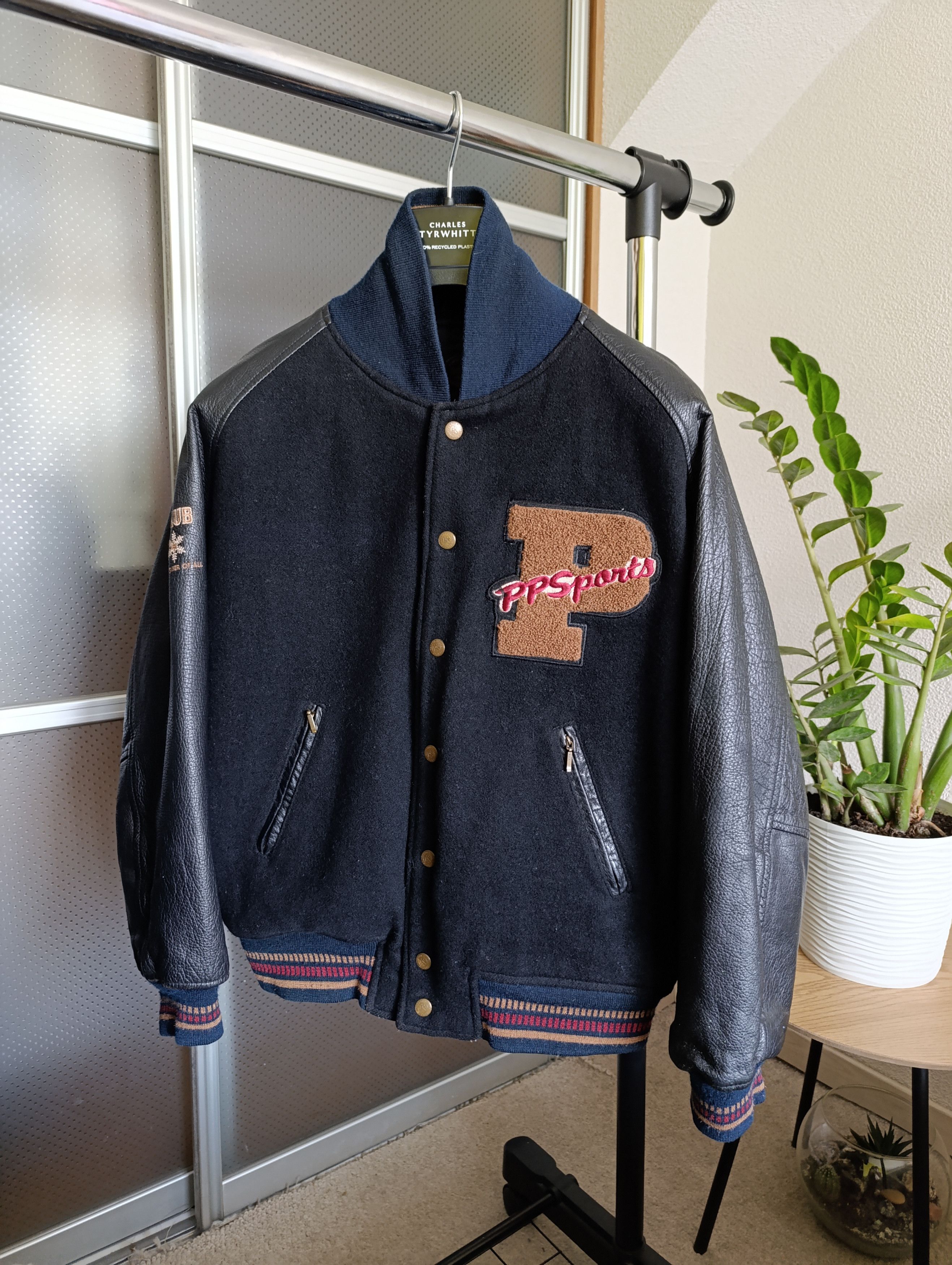 PPFM PEYTON PLACE LEATHER SKI CLUB WOOL BOMBER MENS