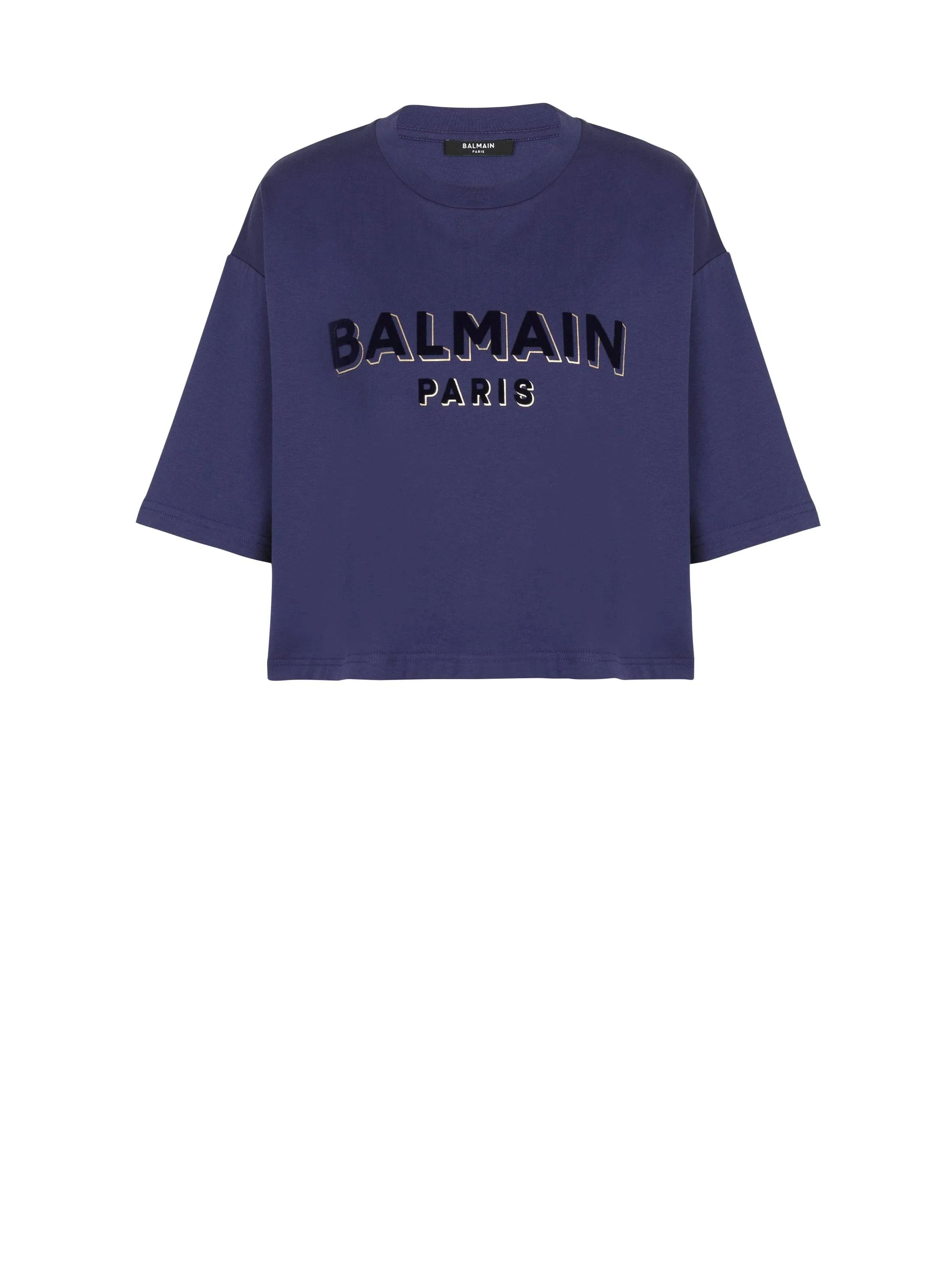 o1srvl11e0524 Cropped Cotton T-Shirt in Blue
