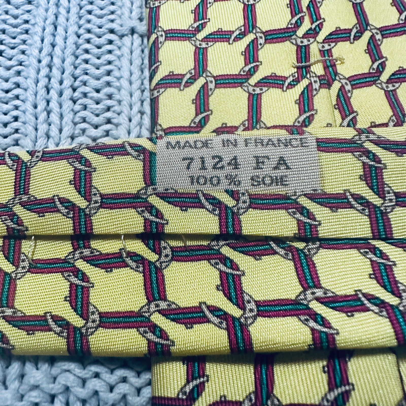 Hermes Hermes yellow silk horseshoe pattern tie Size ONE SIZE - 4 Thumbnail