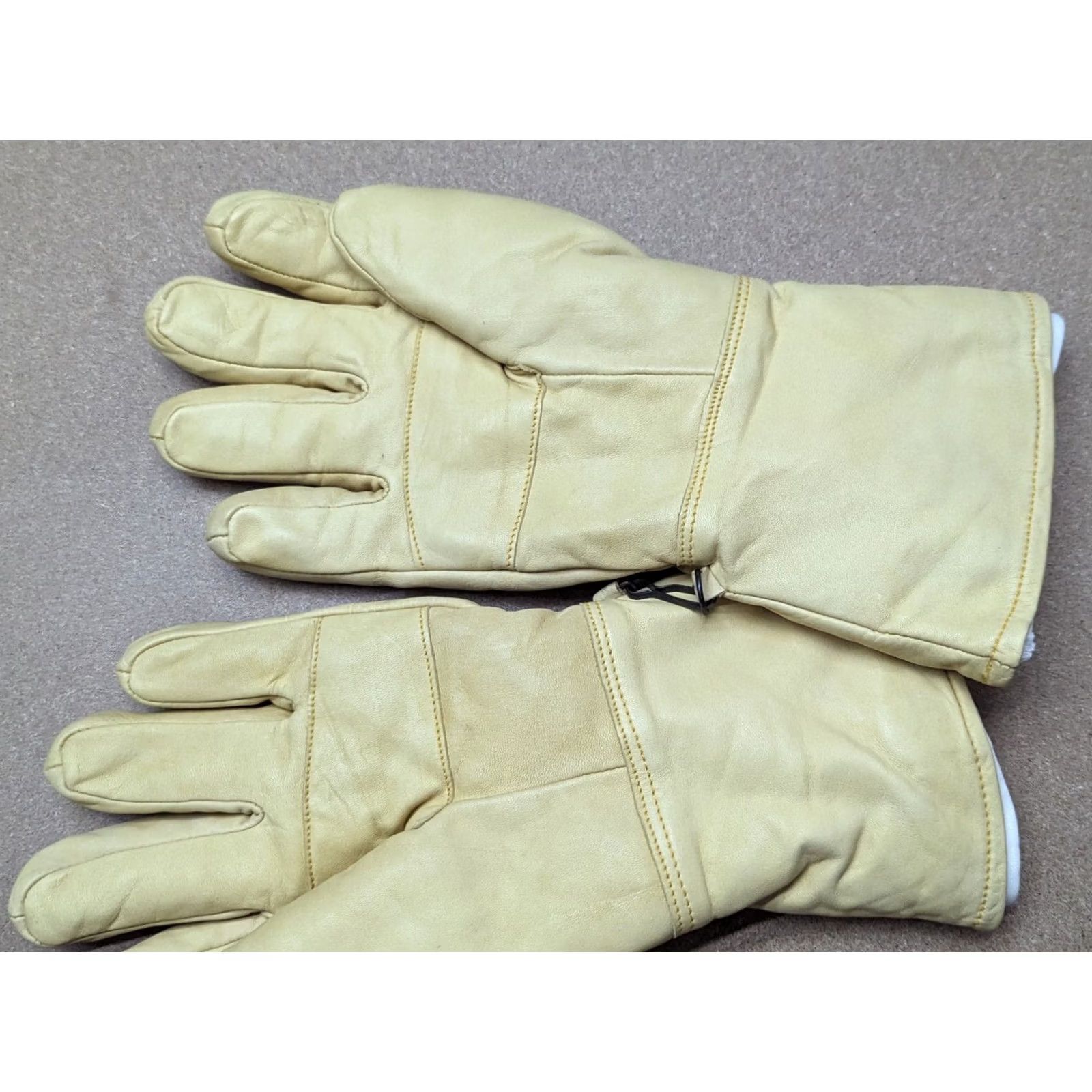 Helly Hansen VINTAGE Helly Hansen Mens Leather Gloves Size 7 + Liners Light Tan / Cream Beige Glove Mens Vintage Leather Size ONE SIZE - 4 Thumbnail