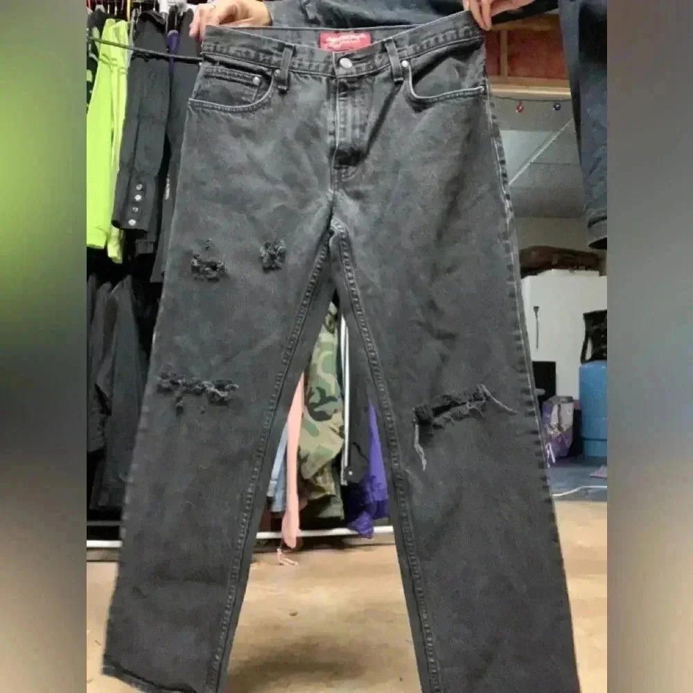 Designer Vintage Ripped Black Jeans 32x30 Size US 32 / EU 48 - 1 Thumbnail