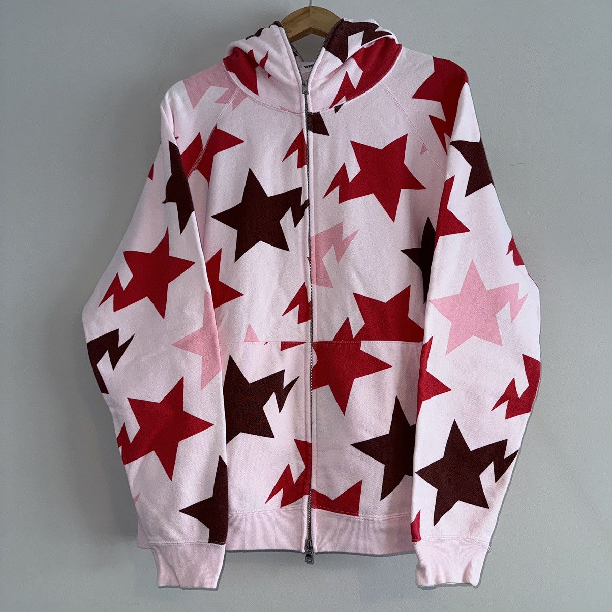 Pre-owned Bape Hiroshima Sta Pattern Full Zip Hoodie In Pink