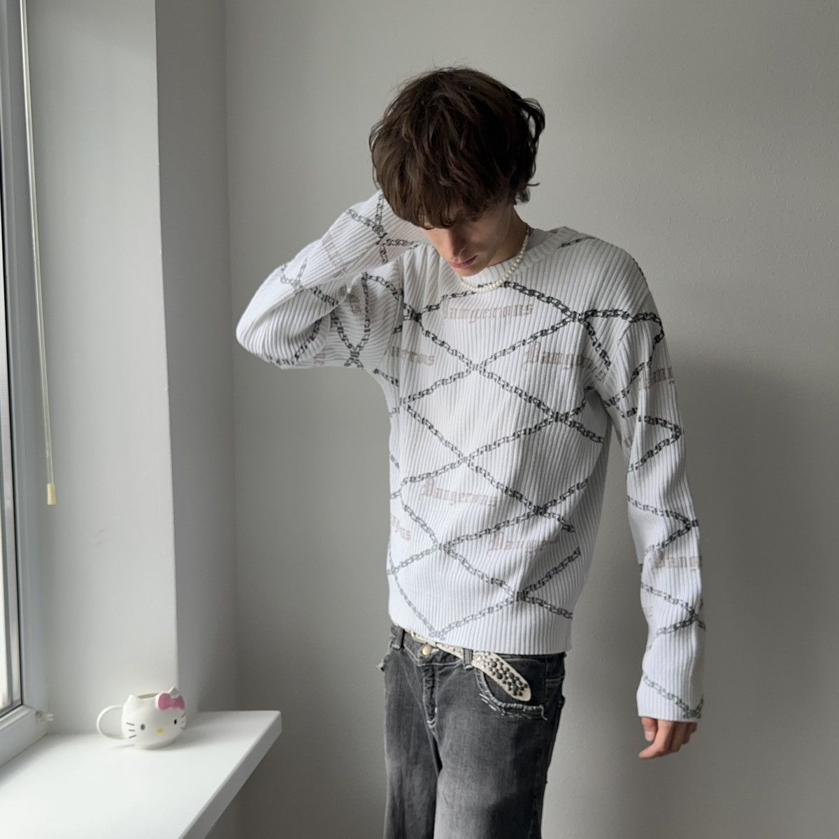 Hysteric Glamour × Undercover Japan Poem Chains Impala LGB Vibe Knit Ribbed Sweater Size US XL / EU 56 / 4 - 3 Thumbnail
