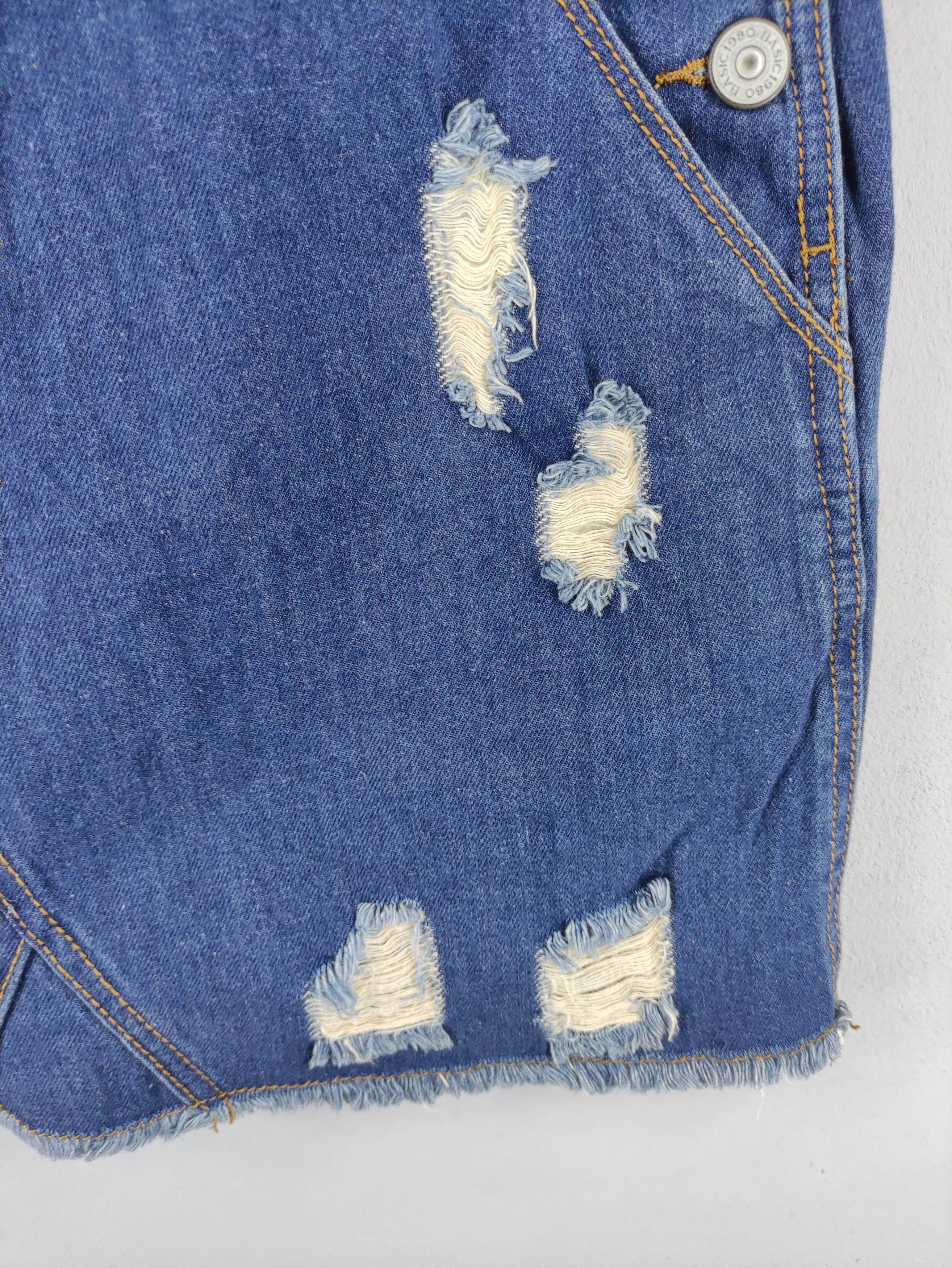Indigo Vintage Indigo distressed Overall Short Skirts Jumpsuits Size 32" / US 10 / IT 46 - 2 Thumbnail