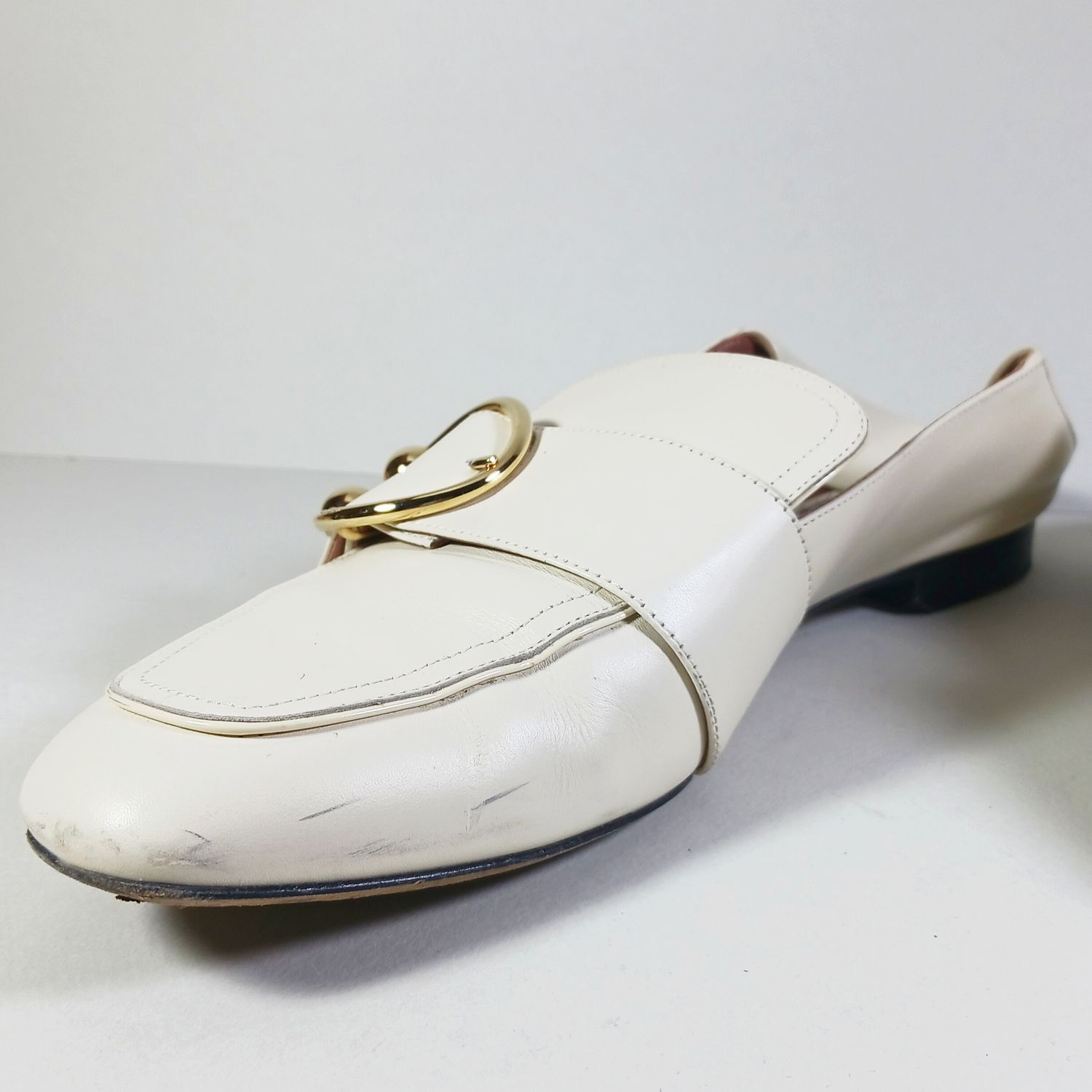 Bally Bally Malinda Ivory White Leather Buckle Slipper Loafers 39 Size US 8 / IT 38 - 4 Thumbnail