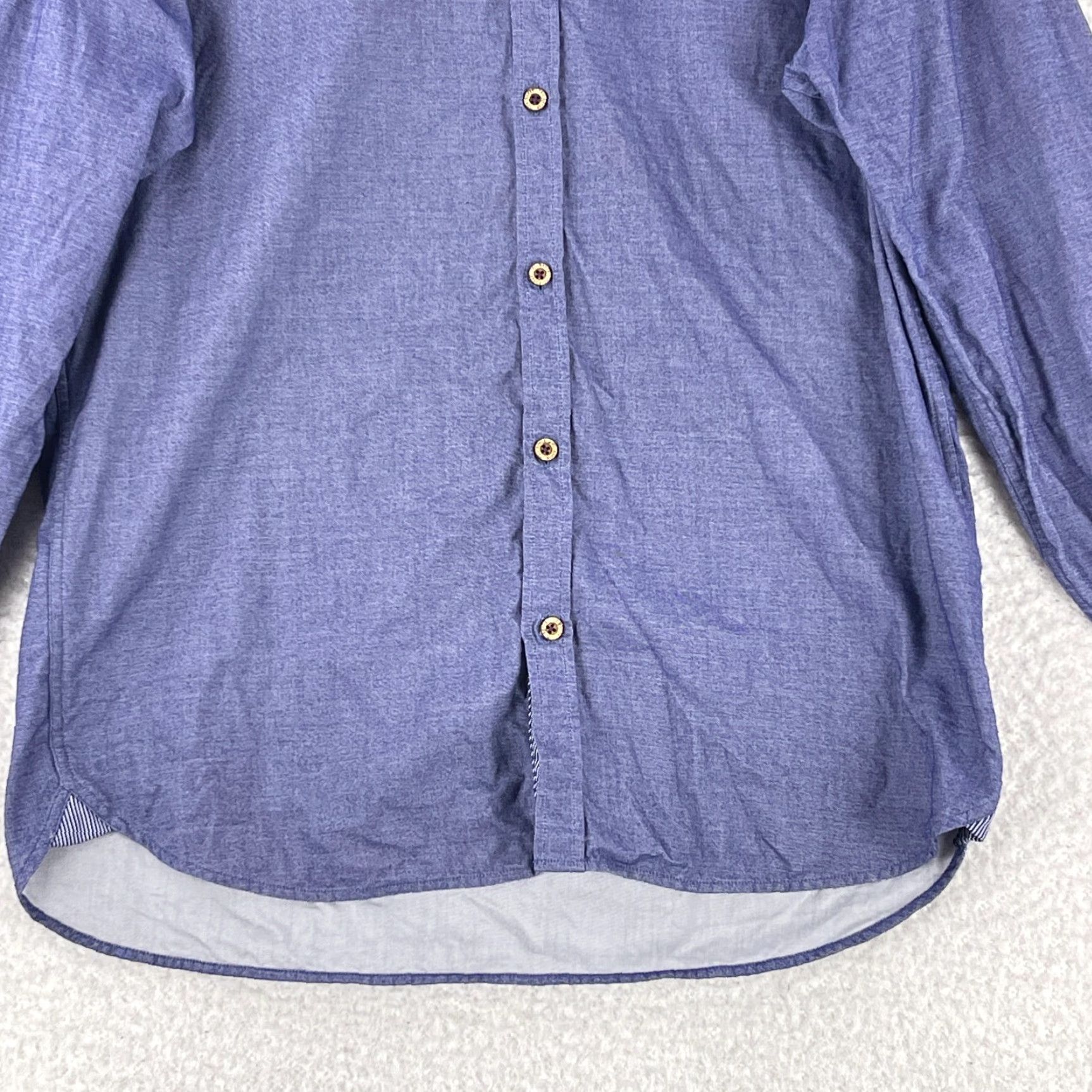 Ted Baker Ted Baker Purple Button-Down Dress Shirt Mens Large 100% Cotton Long Sleeve, Regular Fit, Classic London Style Size 42R - 5 Thumbnail