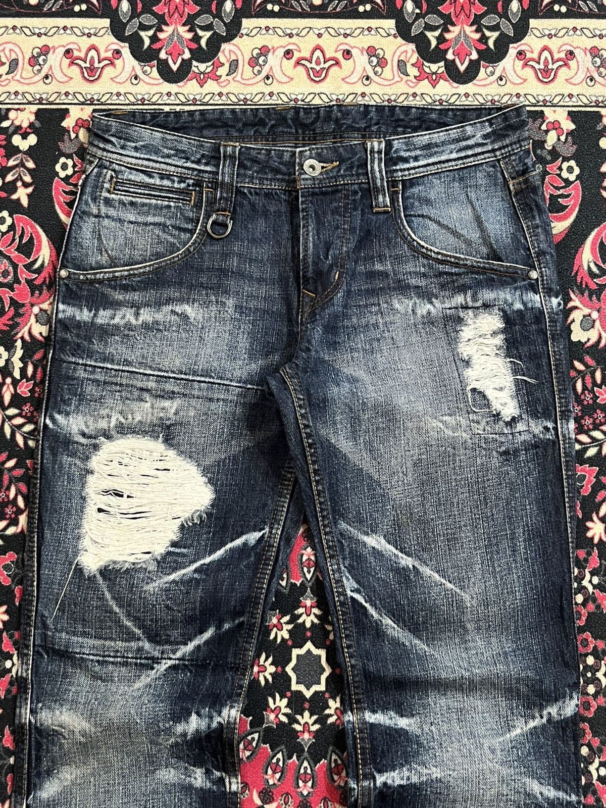 Number (N)ine Nicole Club Hideaways Dark Faded Washed Distress Flare Jeans Size US 30 / EU 46 - 4 Thumbnail