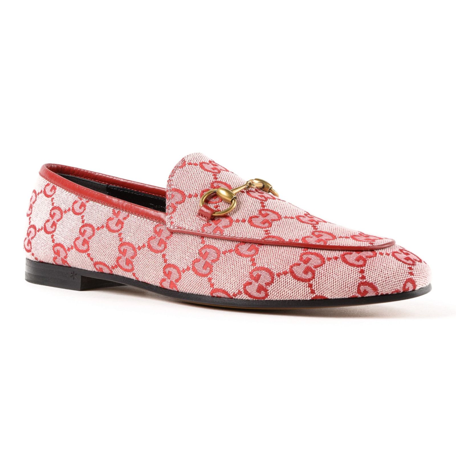 Gucci Gucci New Jordaan Hibiscus Red GG Logo Canvas Horsebit Size US 6 / IT 36 - 5 Thumbnail