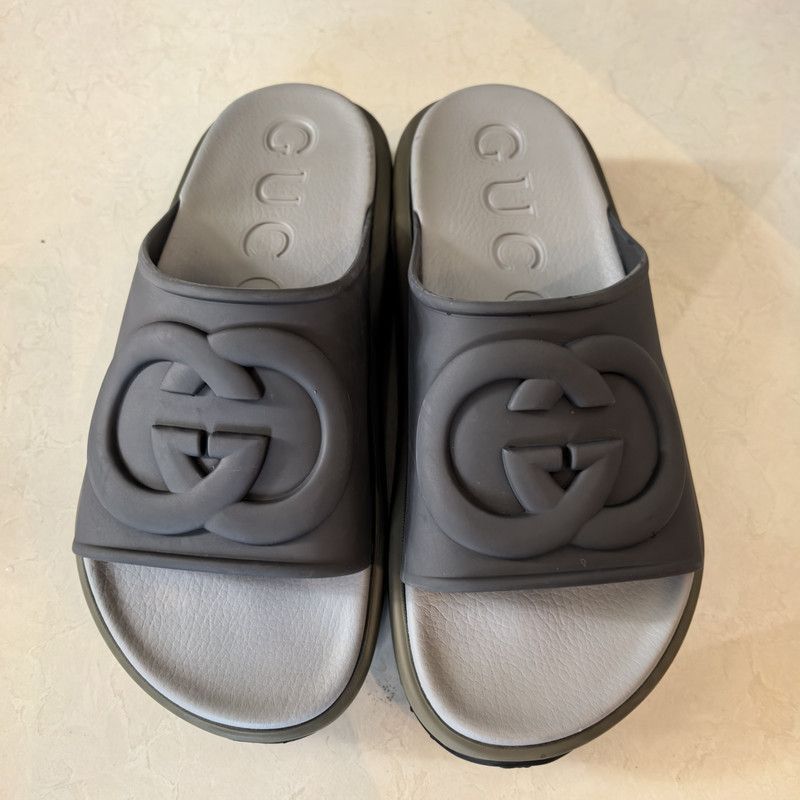Gucci Gucci Gray Thick-Soled Slide Sandals for Men - Size US 7.5 / EU 40-41 - 2 Thumbnail