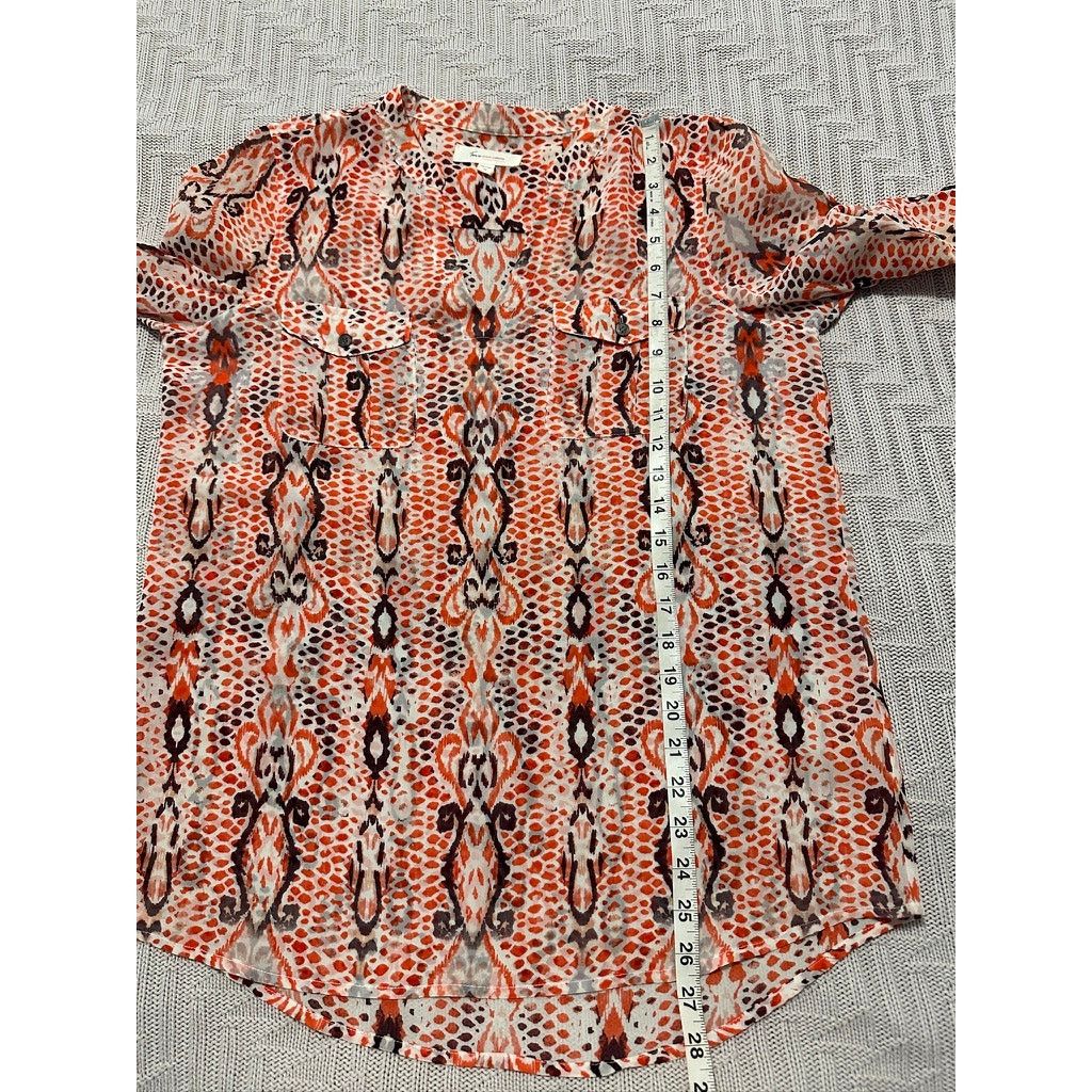 Vince Camuto Vince Camuto orange abstract sheer blouse size M Size M / US 6-8 / IT 42-44 - 6 Thumbnail