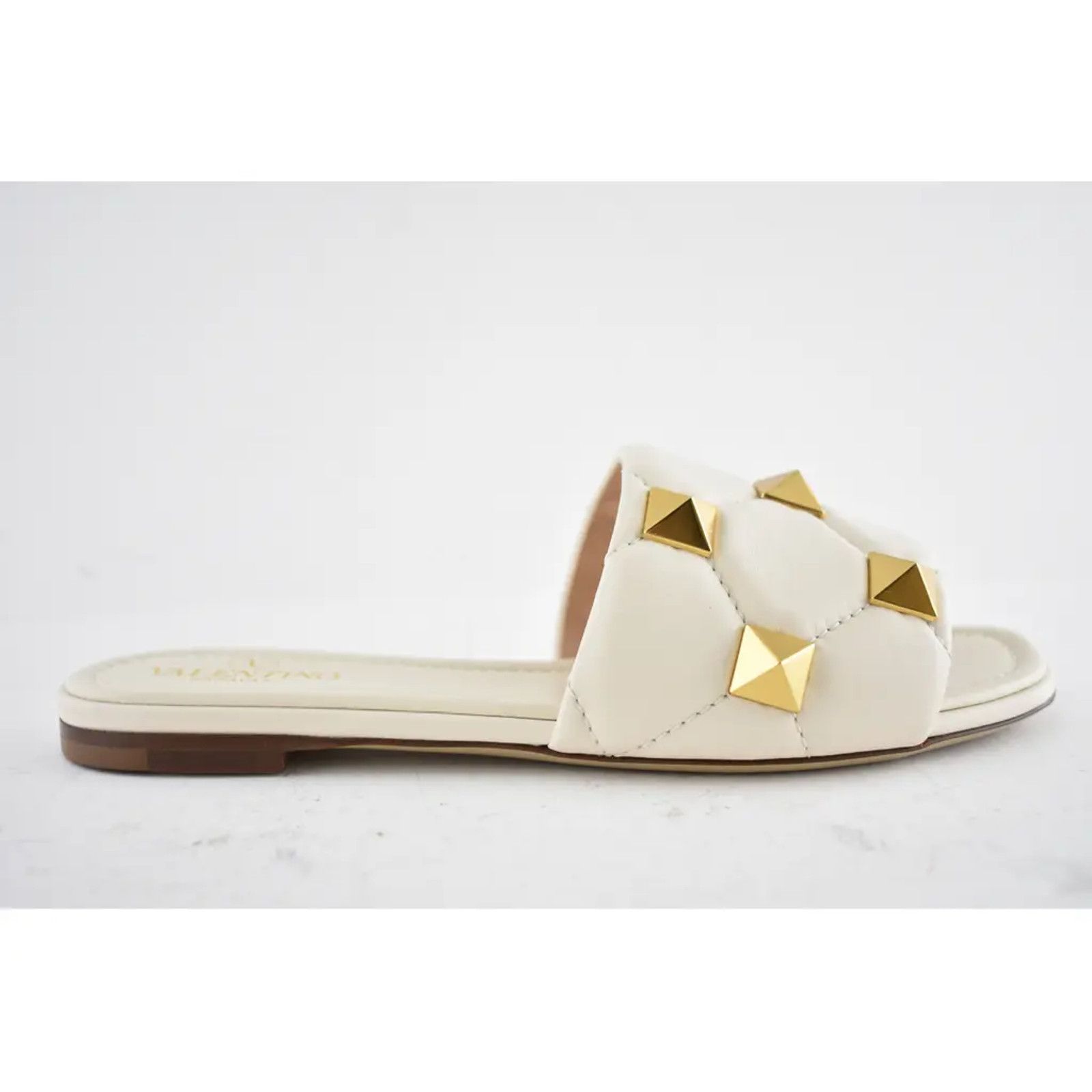 Valentino Valentino Rockstud Roman Stud Ivory Gold Leather Quilted Size US 5.5 / IT 35.5 - 2 Thumbnail