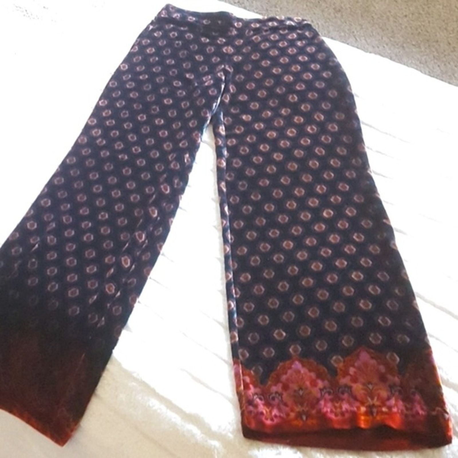 Trina Turk Trina Turk Palazzo Flare Damask Jacquard Velvet Print Pant Size 24" / US 00 / IT 34 - 6 Thumbnail