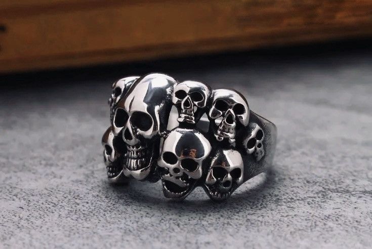 Jewelry × Vintage Retro Ghost Skull Head Ring Size ONE SIZE - 3 Thumbnail